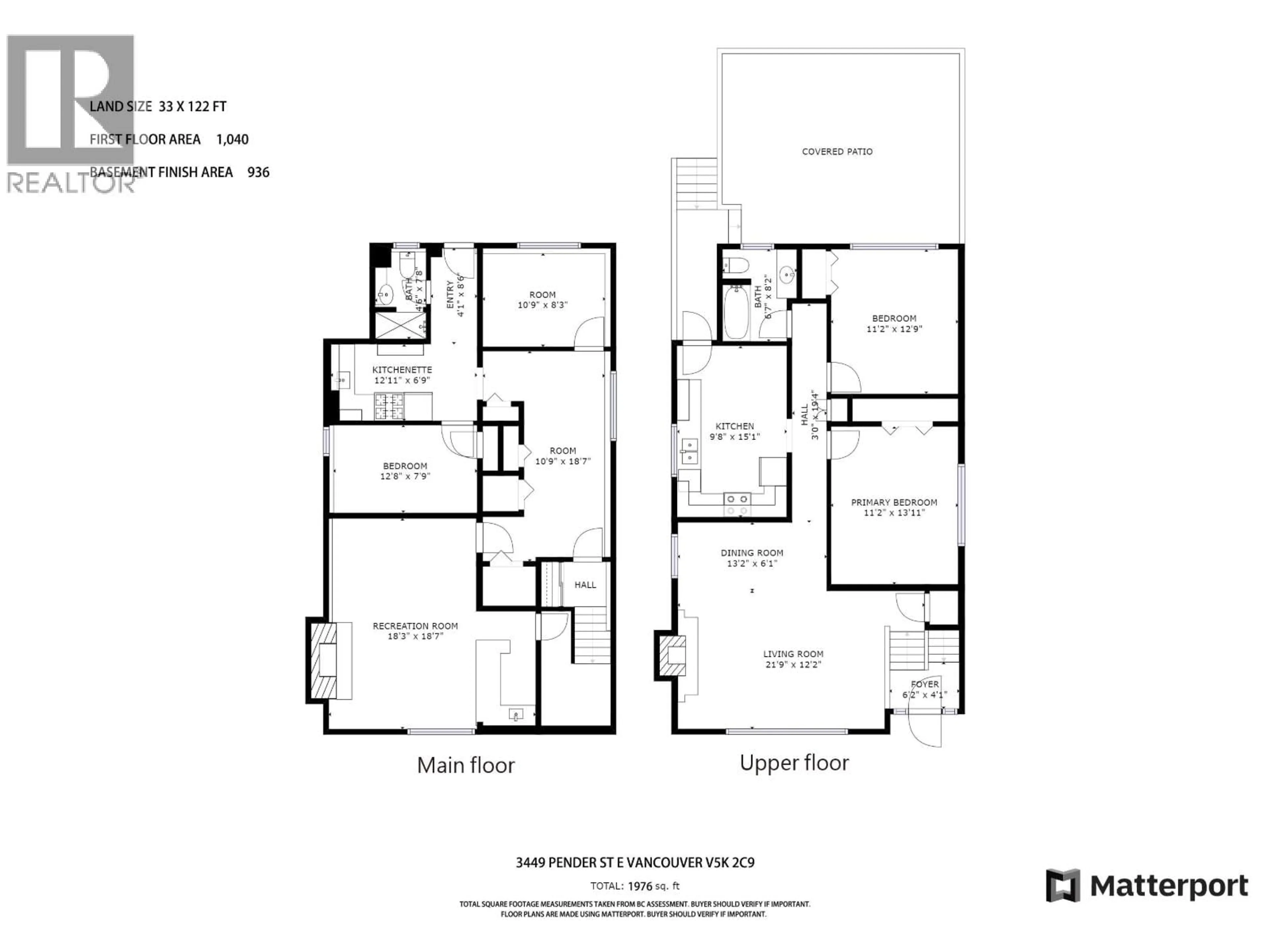 Floor plan for 3449 PENDER STREET, Vancouver British Columbia V5K2C9
