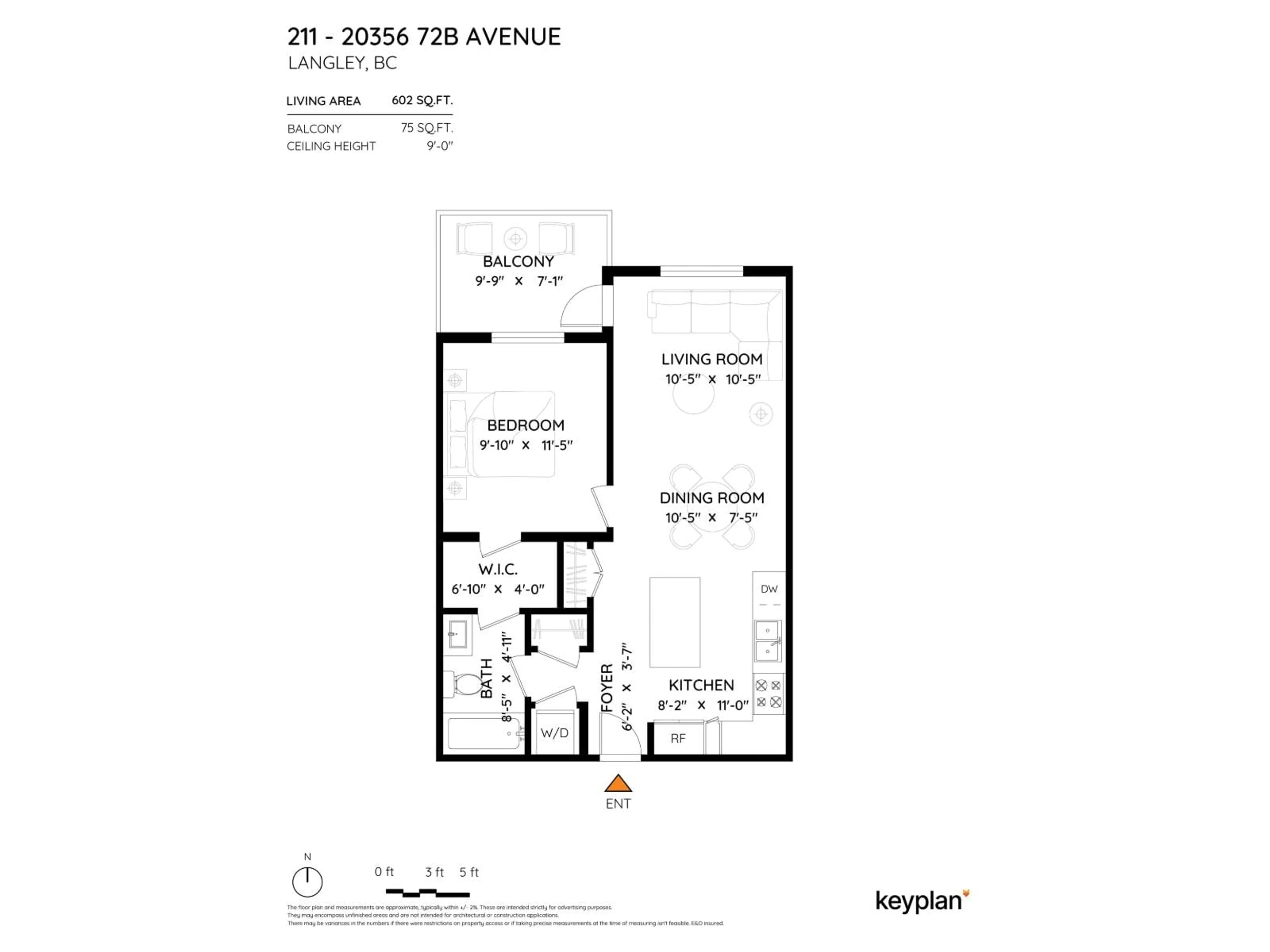 Floor plan for 211 - 20356 72B AVENUE, Langley British Columbia V2Y4J9