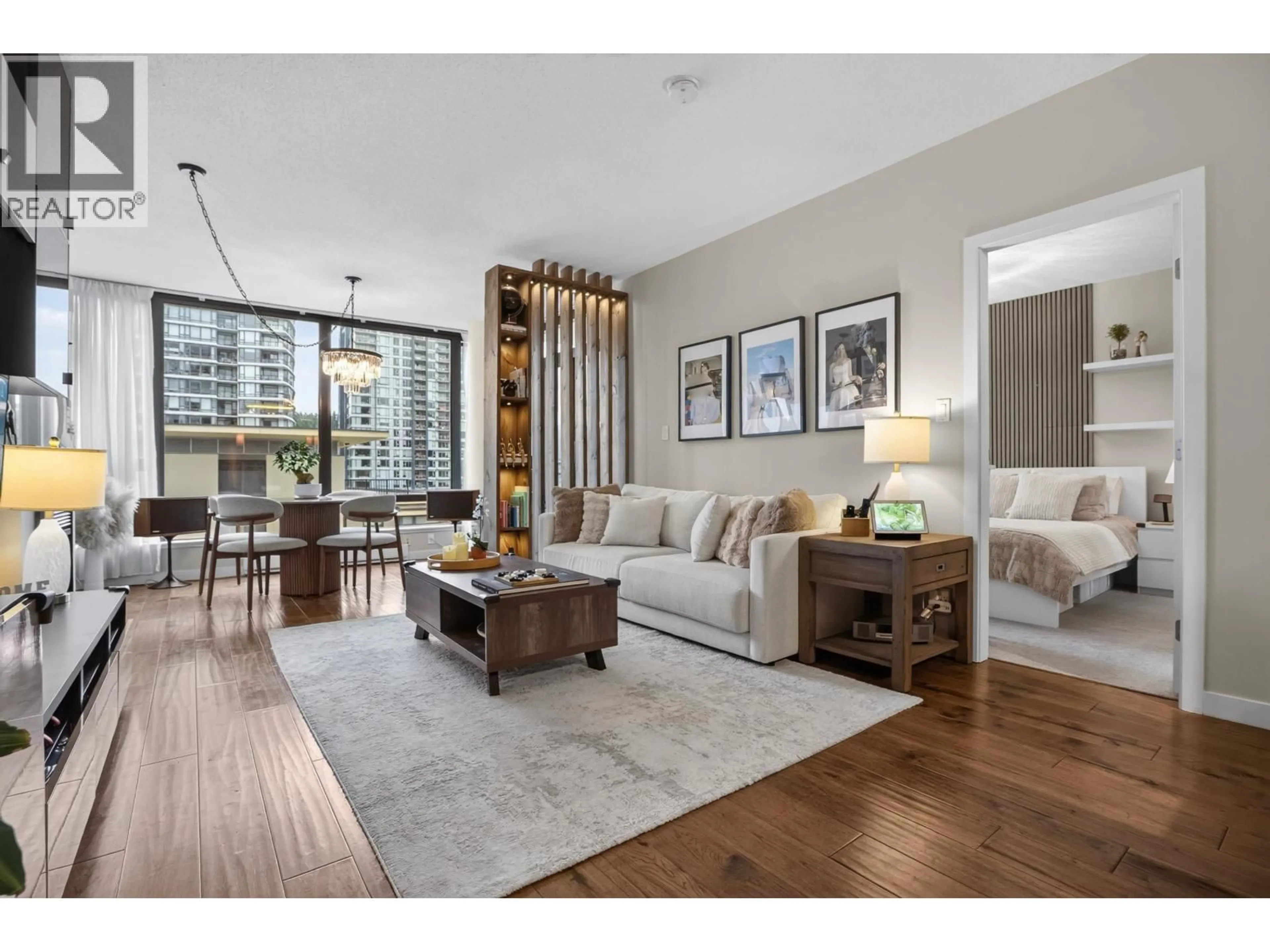 Living room with furniture, wood/laminate floor for 903 - 110 BREW STREET, Port Moody British Columbia V3H0E4