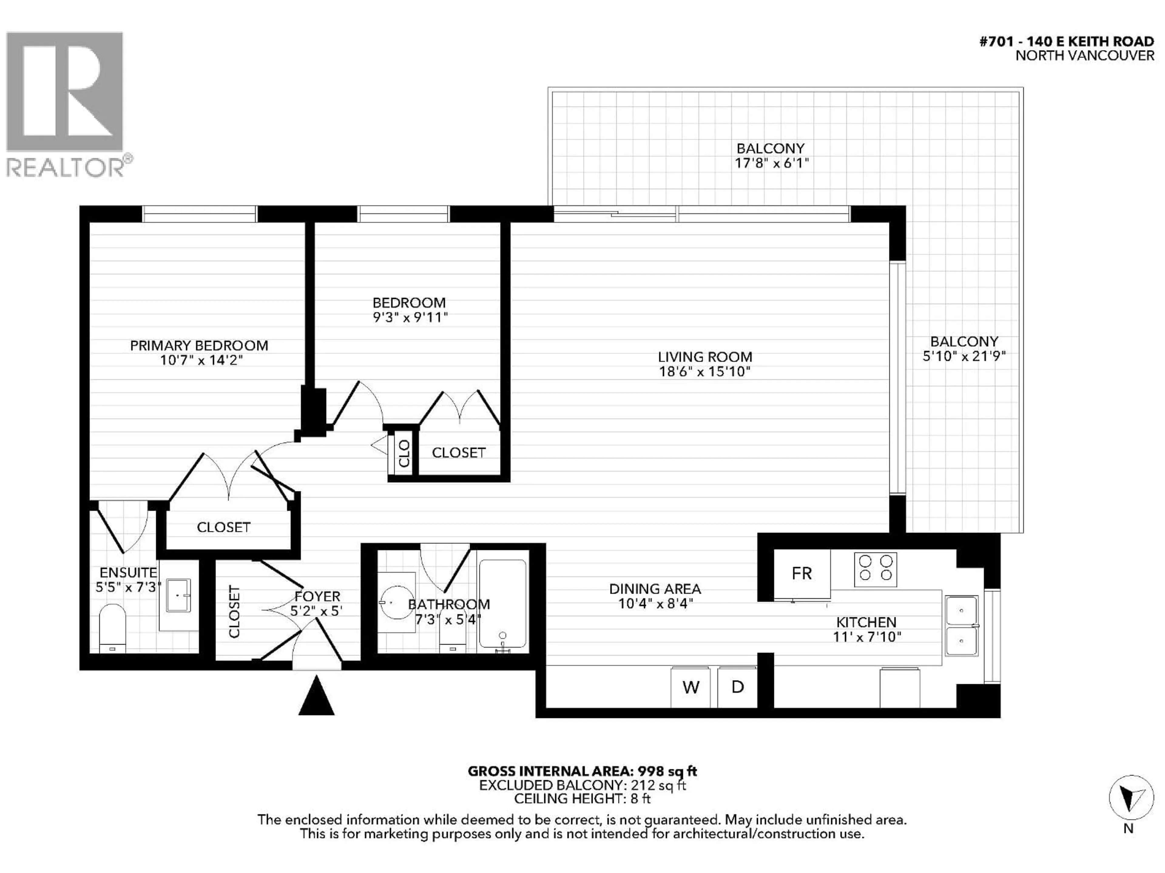 Floor plan for 701 - 140 KEITH ROAD, North Vancouver British Columbia V7L4M9