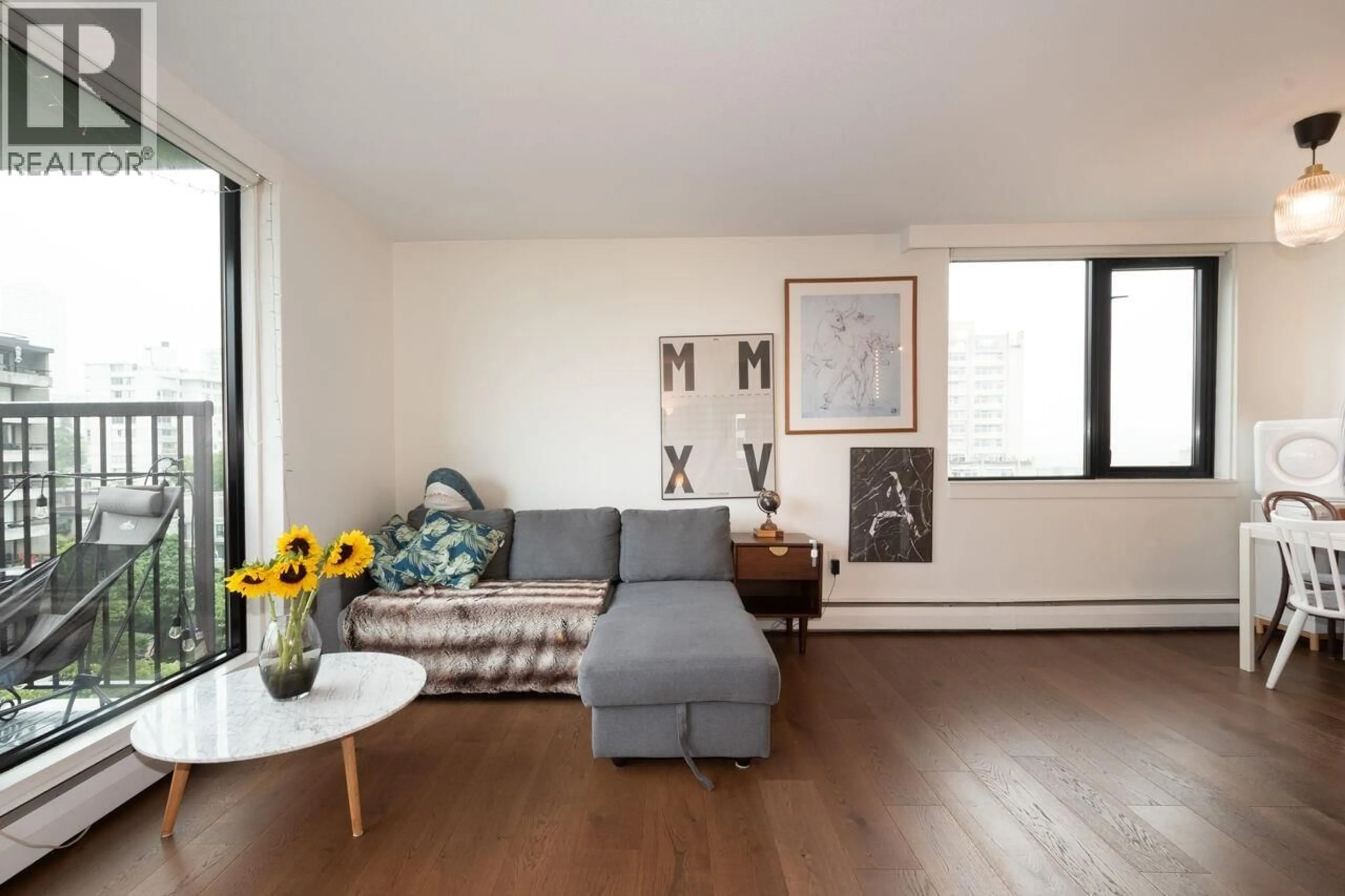 Living room with furniture, wood/laminate floor for 1104 - 1330 HARWOOD STREET, Vancouver British Columbia V6E1S8