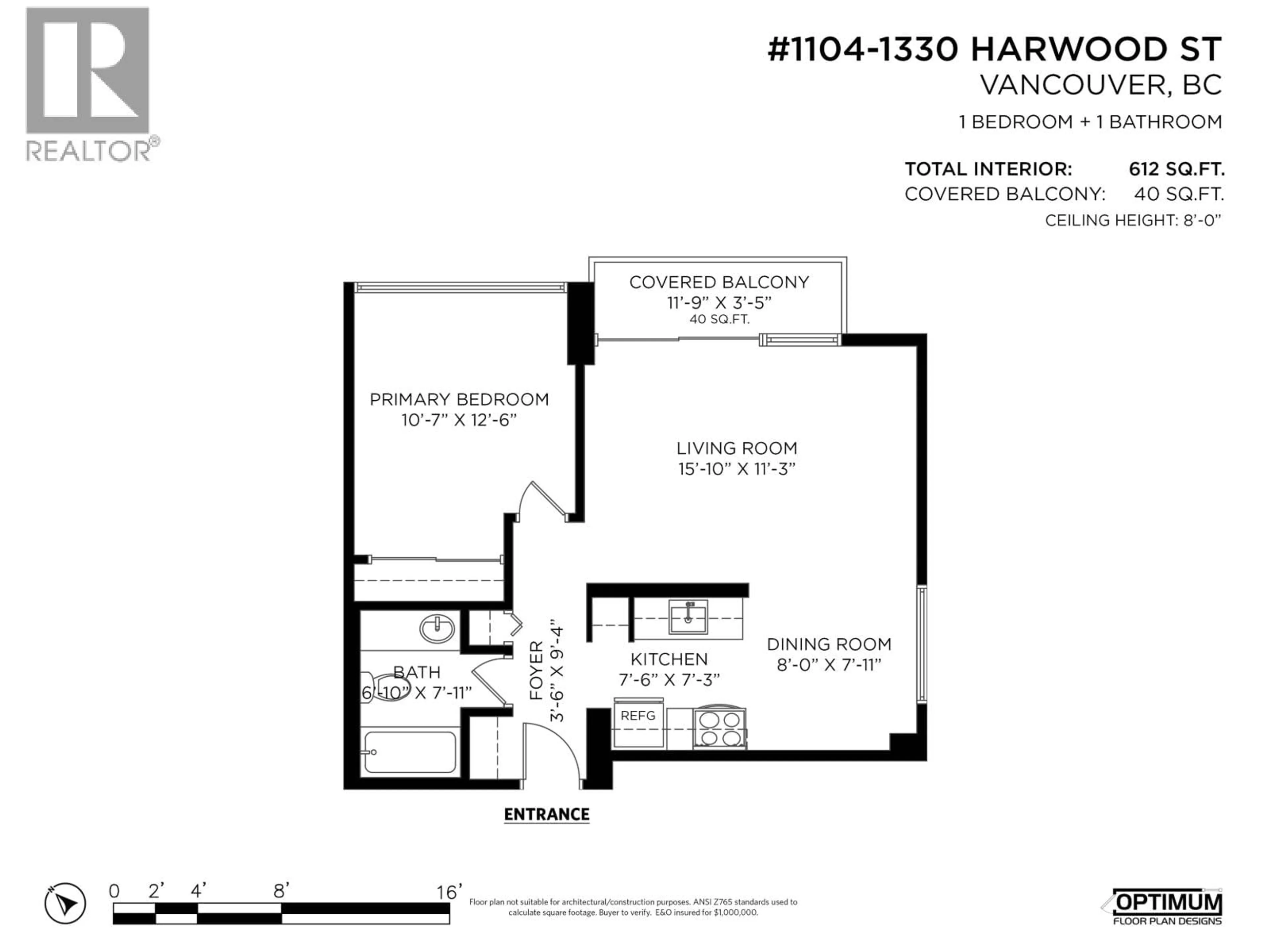 Floor plan for 1104 - 1330 HARWOOD STREET, Vancouver British Columbia V6E1S8