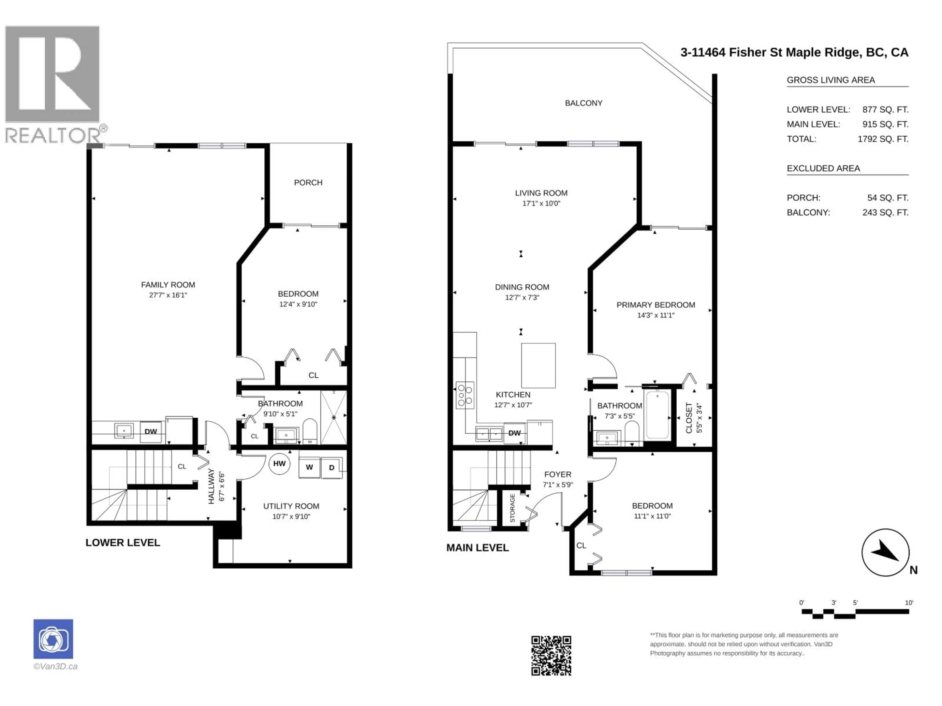 Floor plan for #3 - 11464 FISHER STREET, Maple Ridge British Columbia V2X0H7