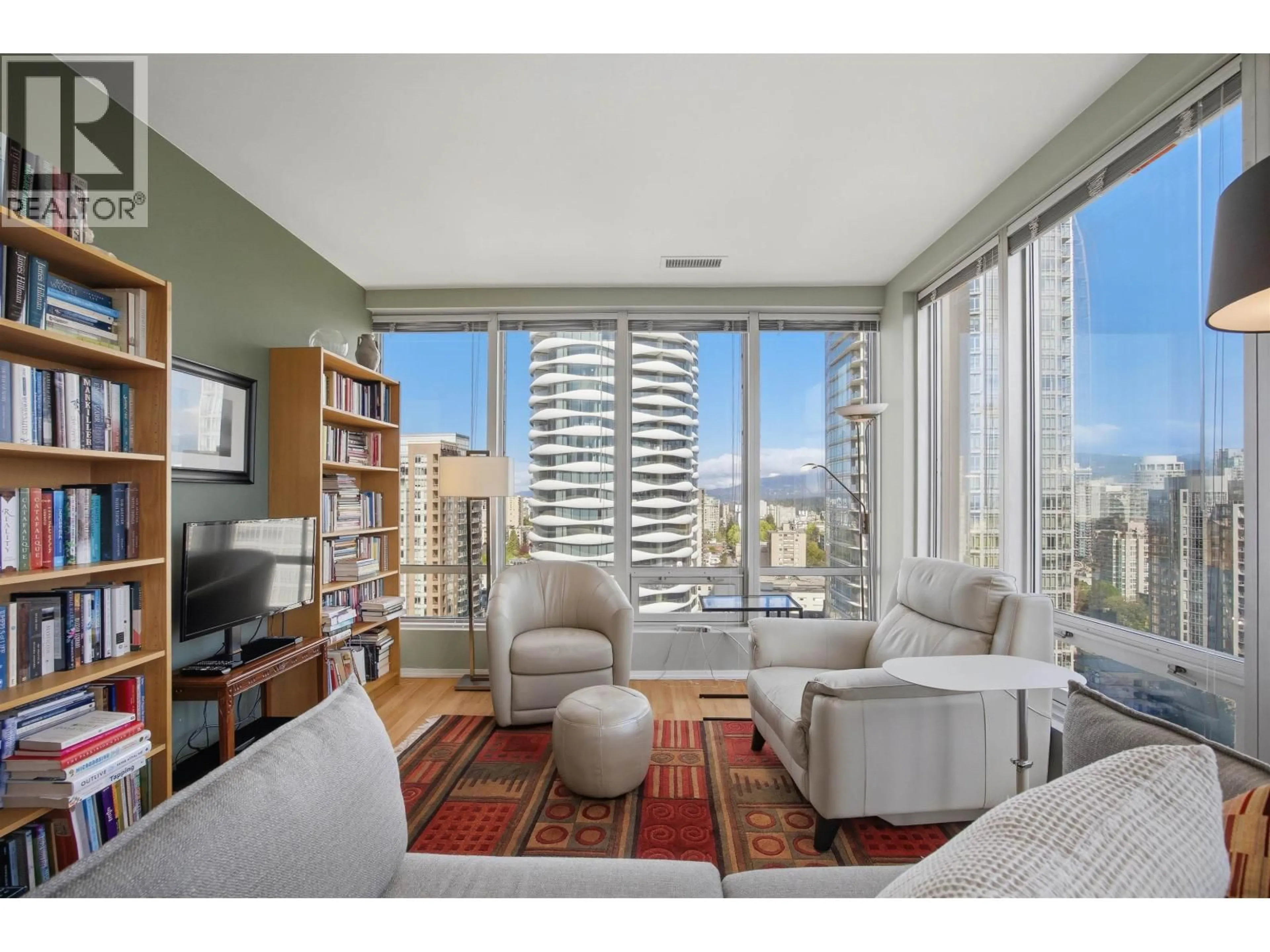 Living room with furniture, carpet floor for 1607 - 989 NELSON STREET, Vancouver British Columbia V6Z2S1
