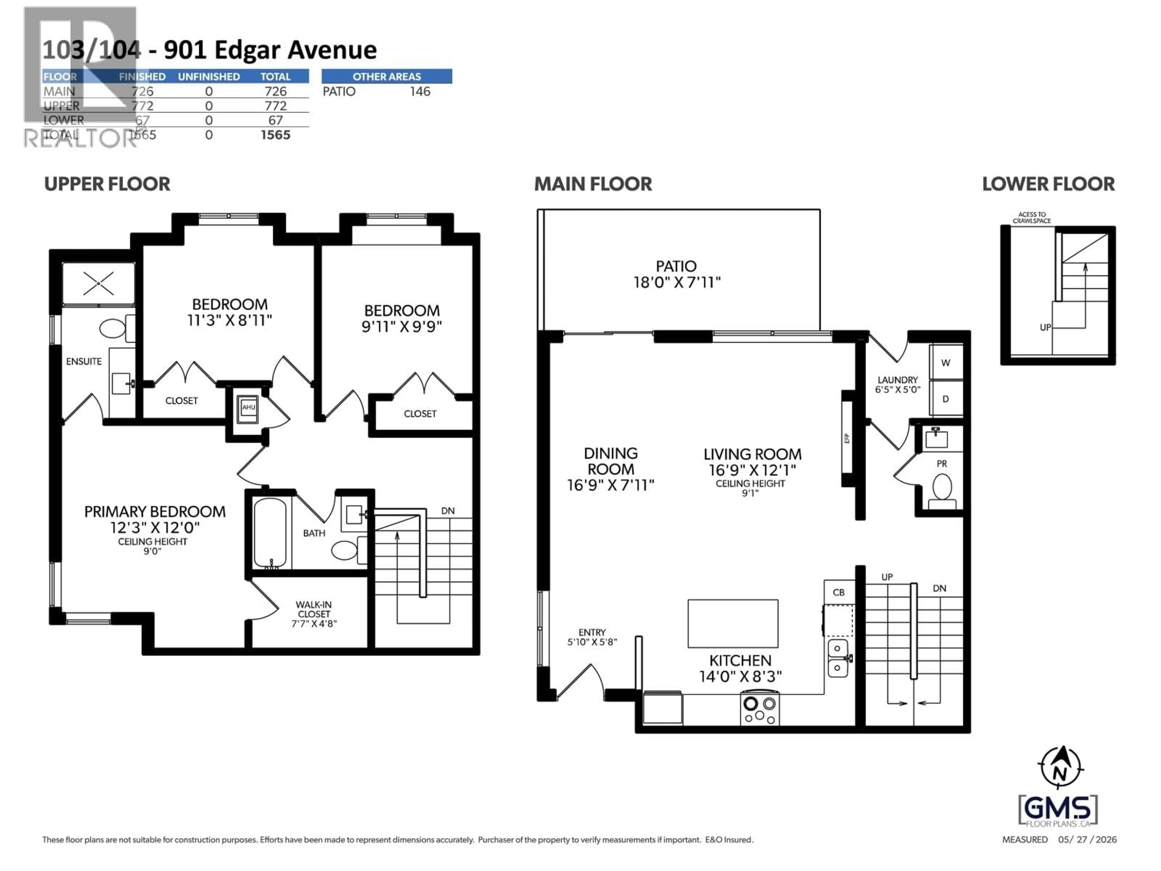 Floor plan for 104 - 901 EDGAR AVENUE, Coquitlam British Columbia V3K2K1