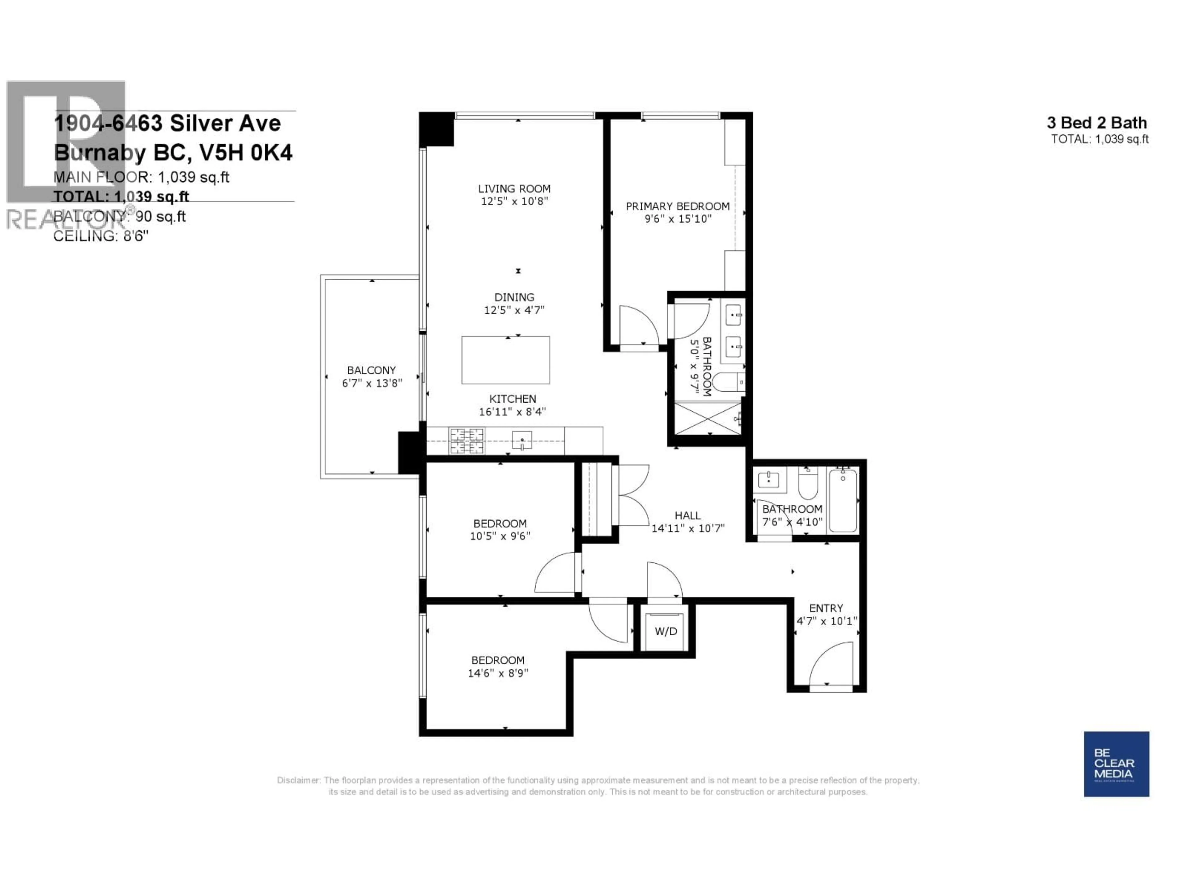 Floor plan for 1904 - 6463 SILVER AVENUE, Burnaby British Columbia V5H0K4