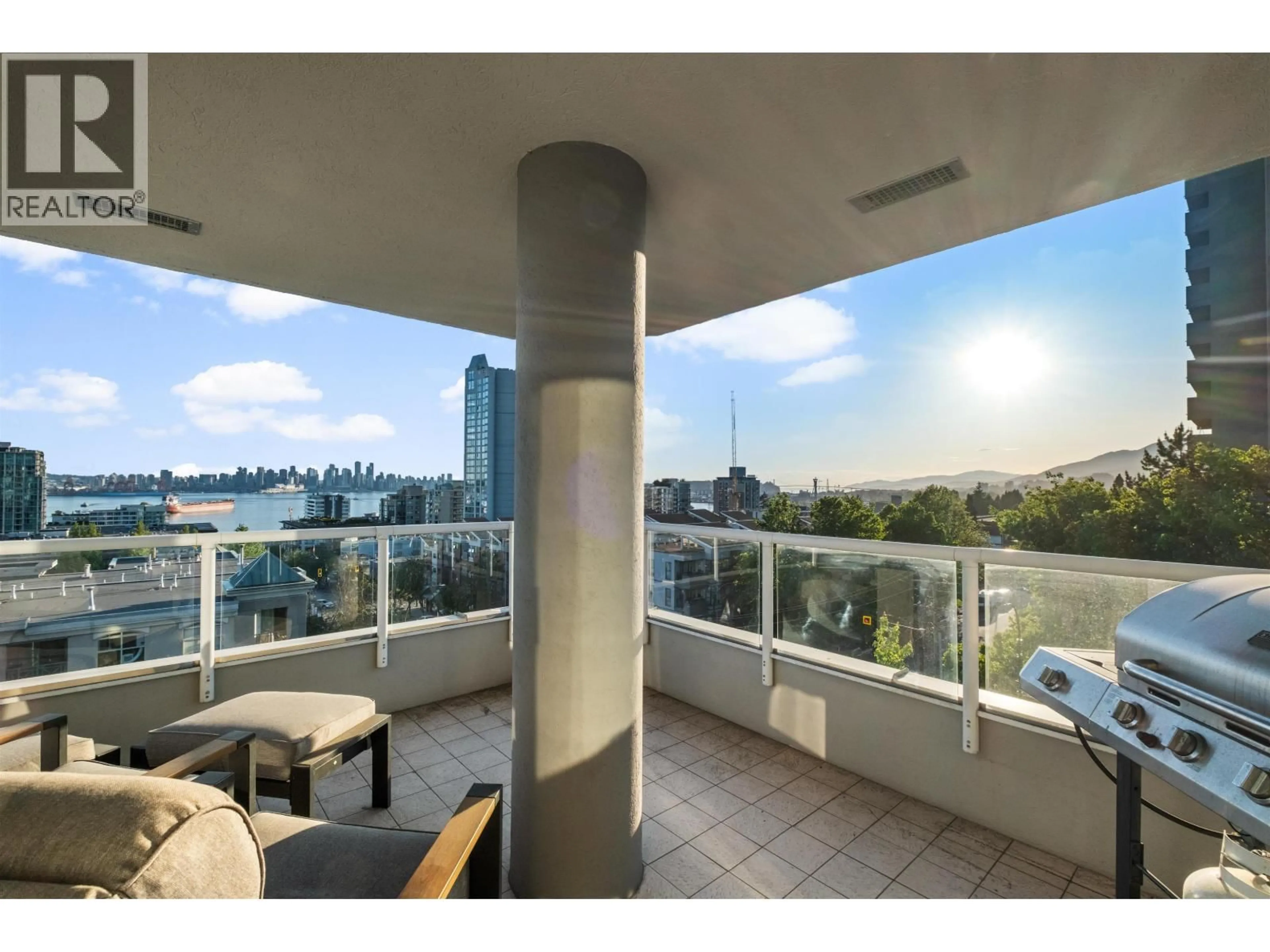 Balcony in the apartment, city buildings view from balcony for 603 - 408 LONSDALE AVENUE, North Vancouver British Columbia V7M2G5