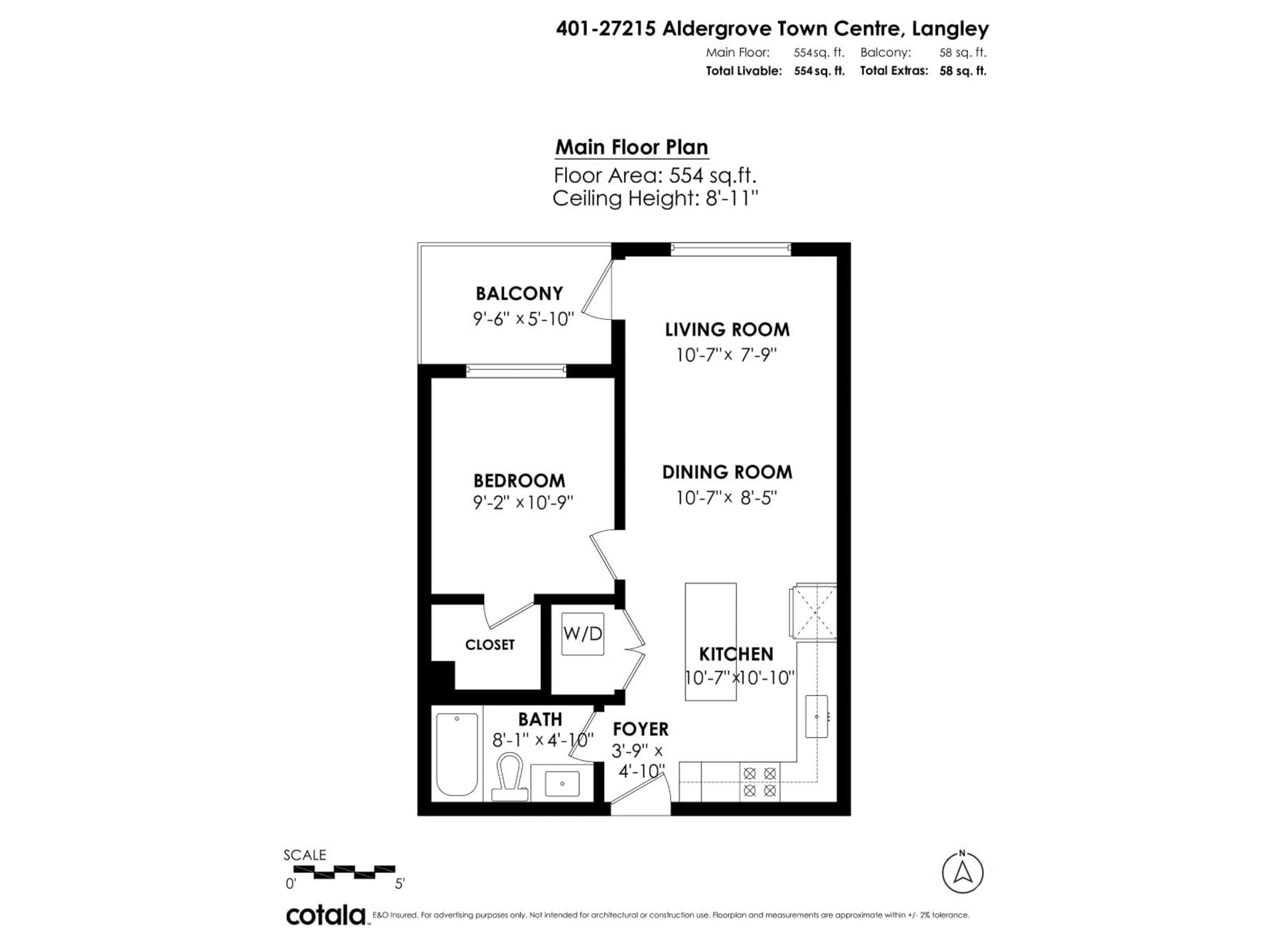 Floor plan for 401 - 27215 ALDERGROVE TOWN CENTRE DRIVE, Langley British Columbia V4W3N7