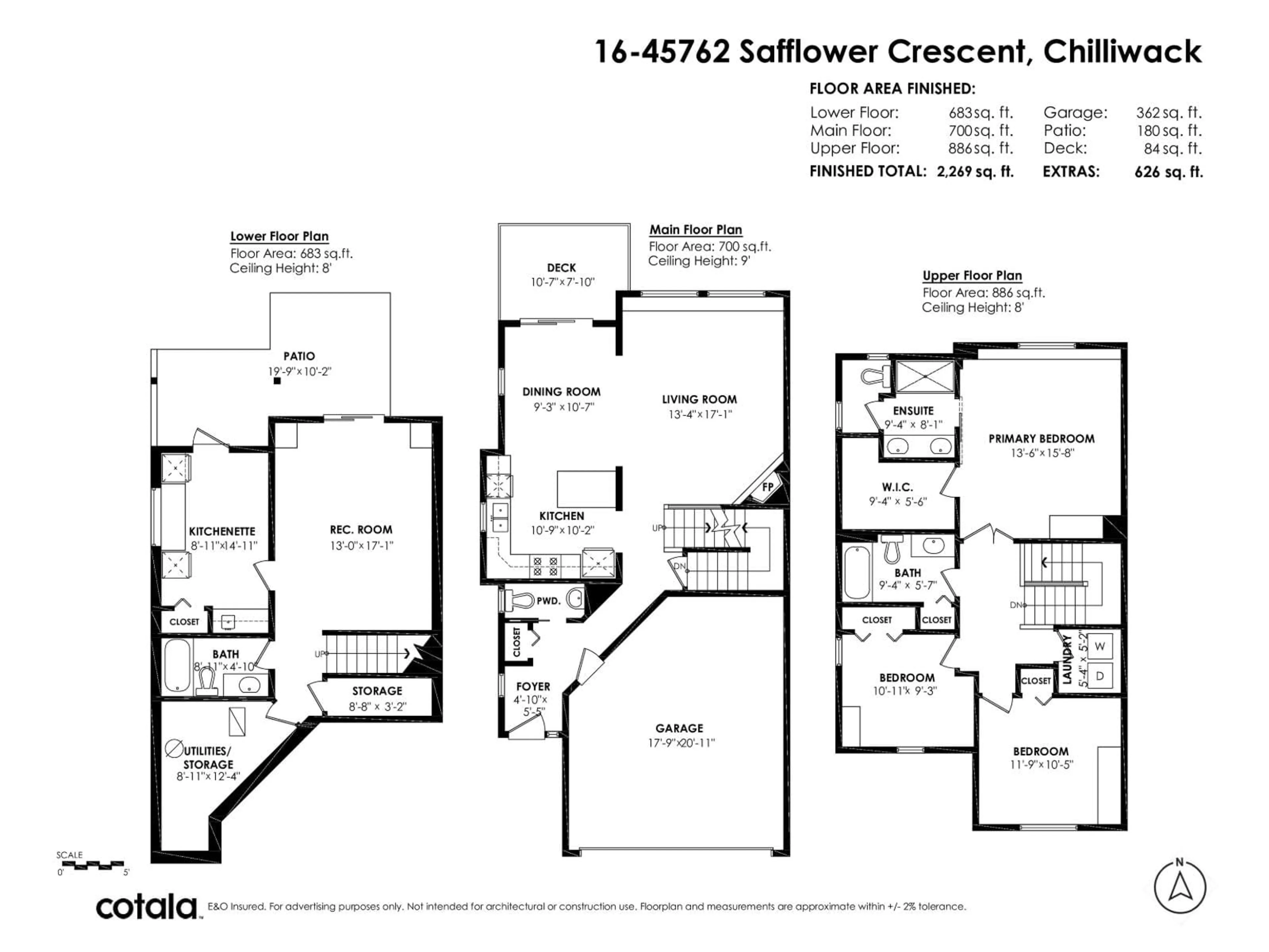 Floor plan for 16 - 45762 SAFFLOWER CRESCENT, Chilliwack British Columbia V2R0S4