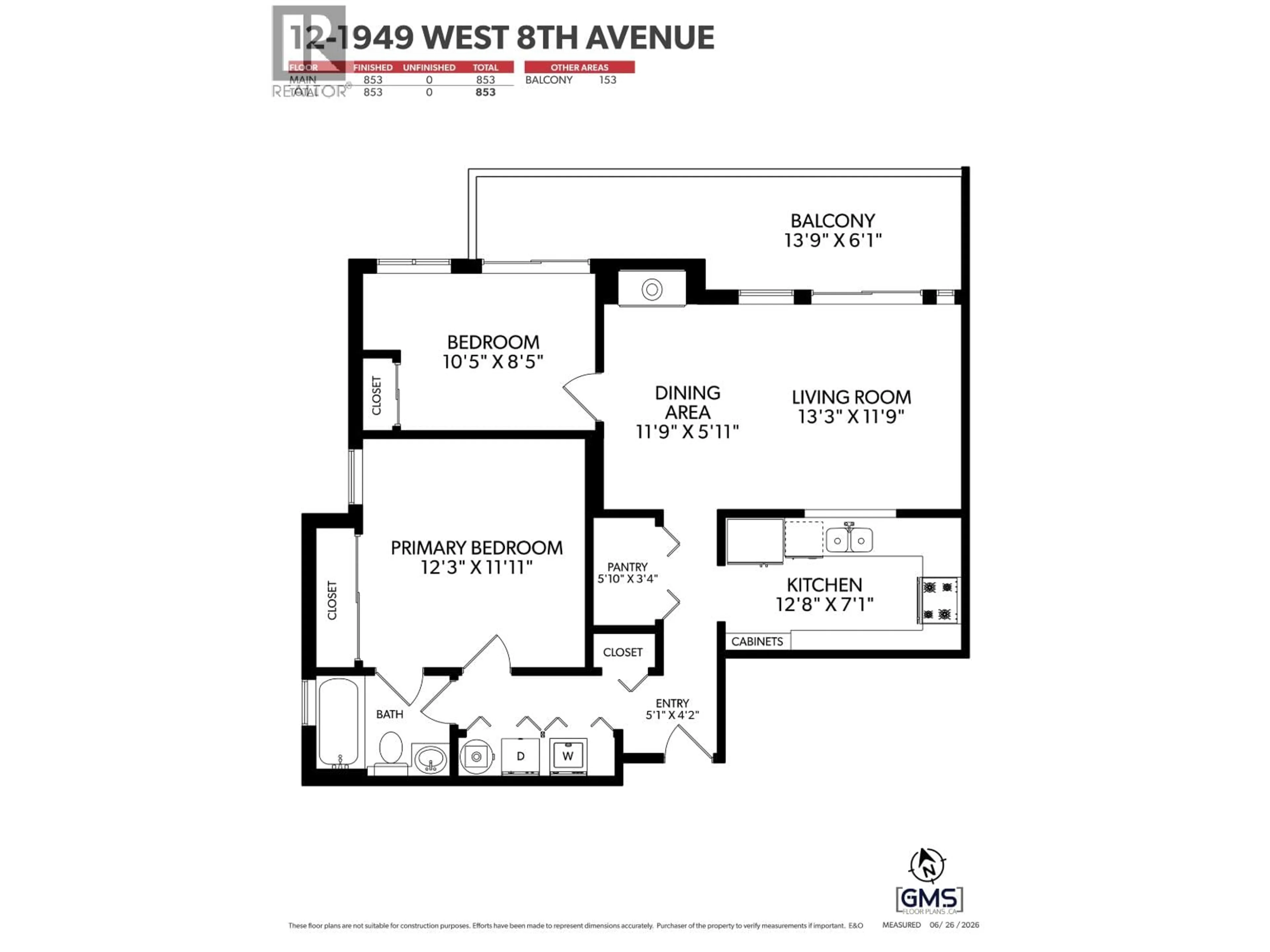 Floor plan for 12 - 1949 8TH AVENUE, Vancouver British Columbia V6J1W2
