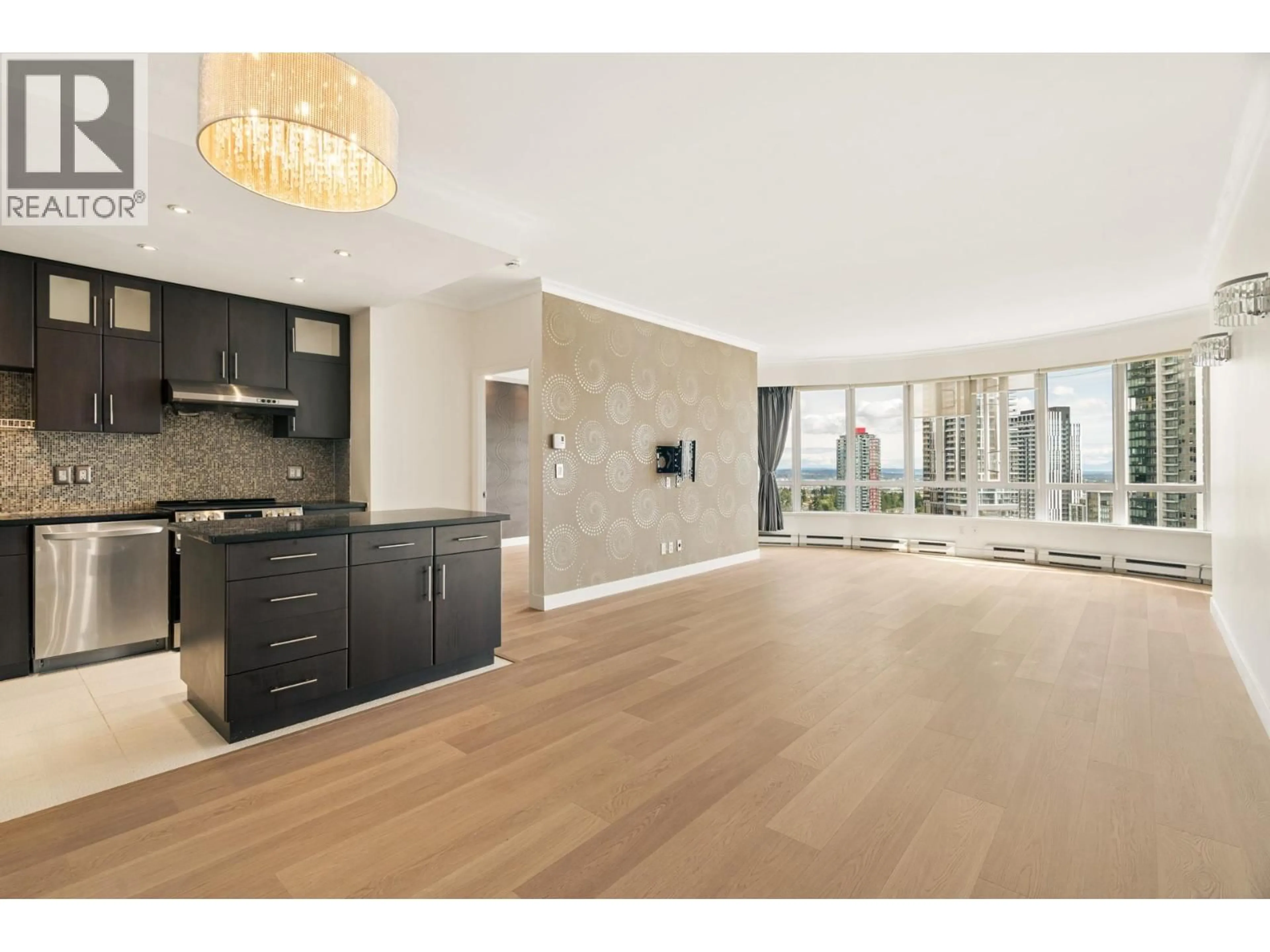 Open concept kitchen, wood/laminate floor for 2205 - 6220 MCKAY AVENUE, Burnaby British Columbia V5H4M8