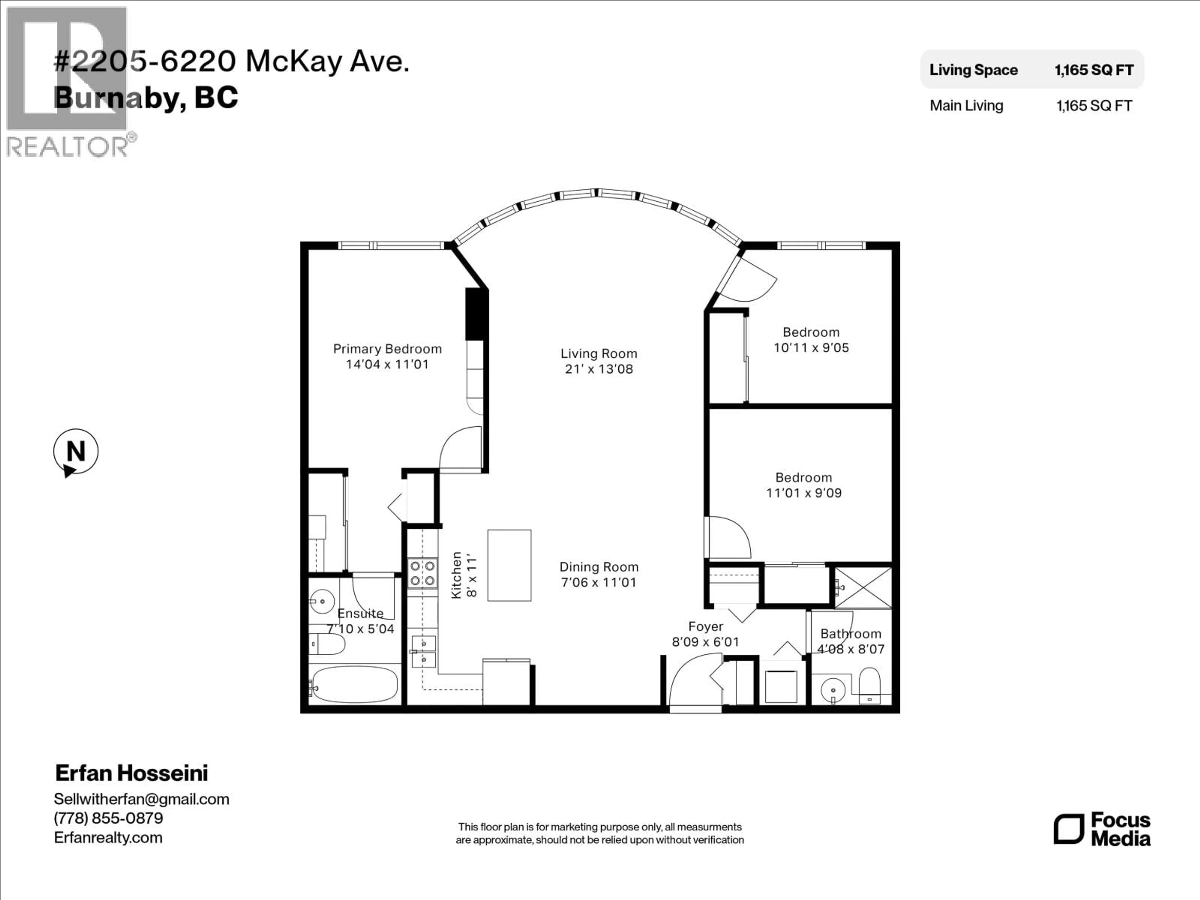 Floor plan for 2205 - 6220 MCKAY AVENUE, Burnaby British Columbia V5H4M8