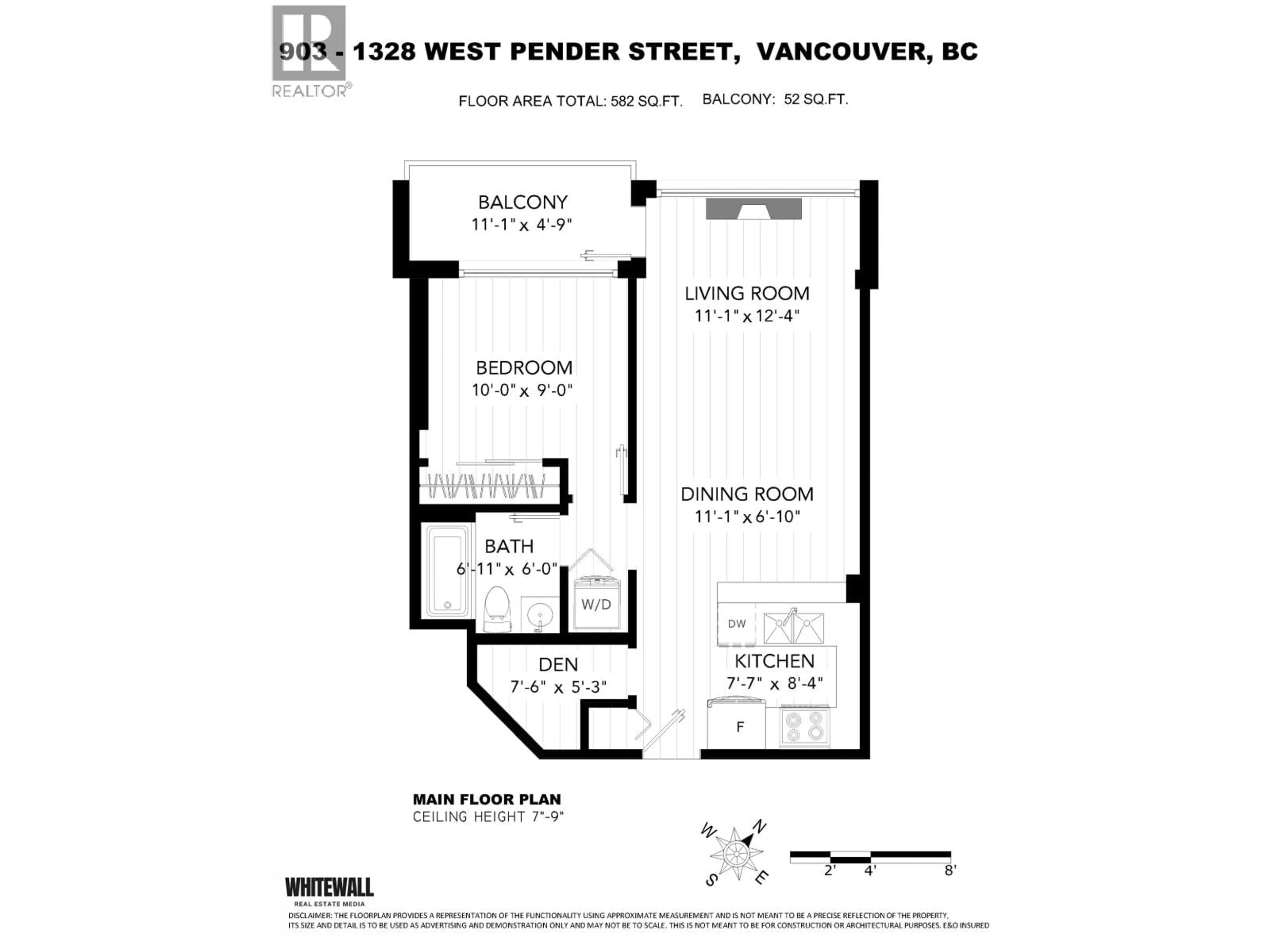 Floor plan for 903 - 1328 PENDER STREET, Vancouver British Columbia V6E4T1
