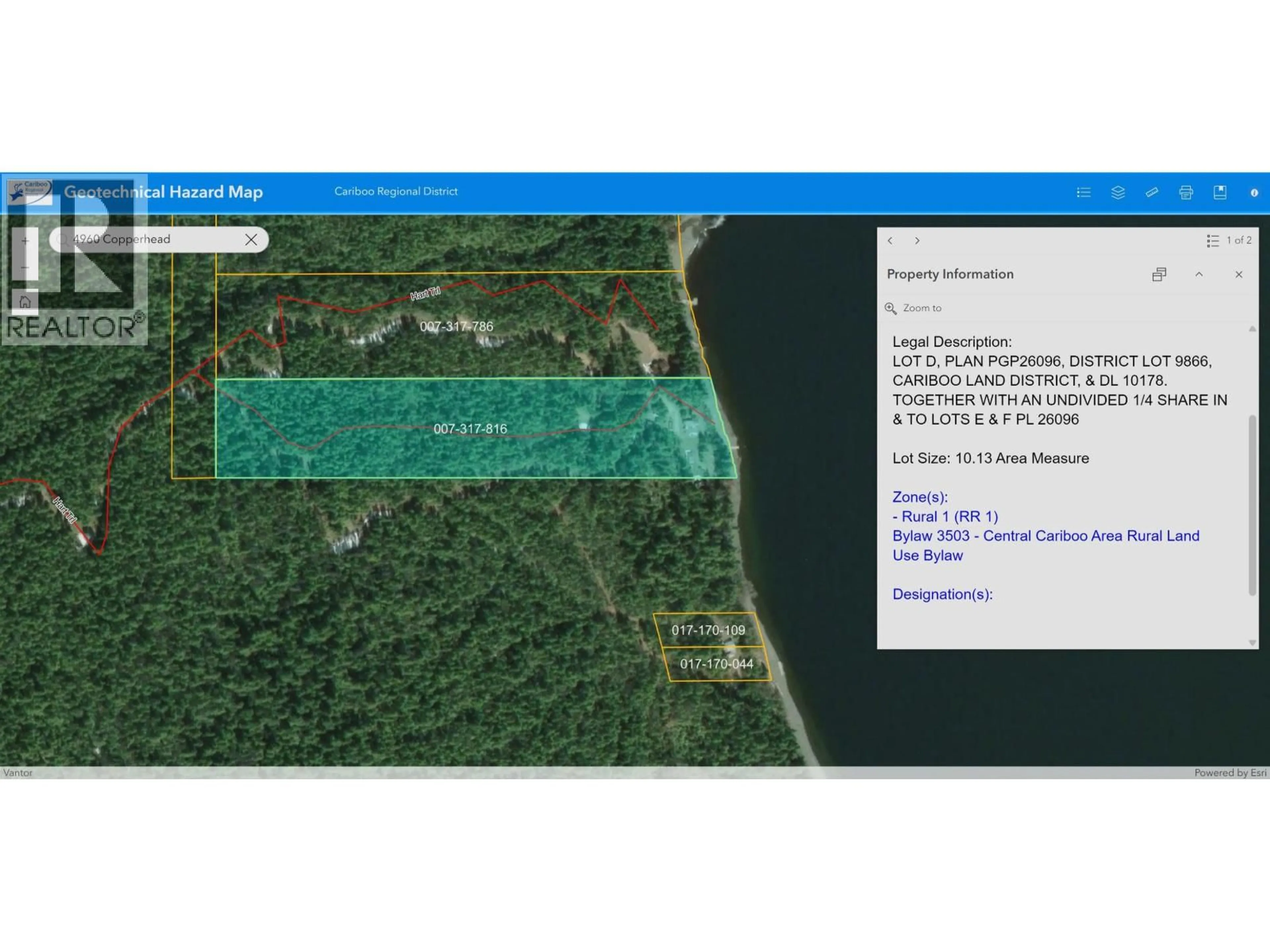 Picture of a map for 4960 COPPERHEAD ROAD, Likely British Columbia V0L1N0