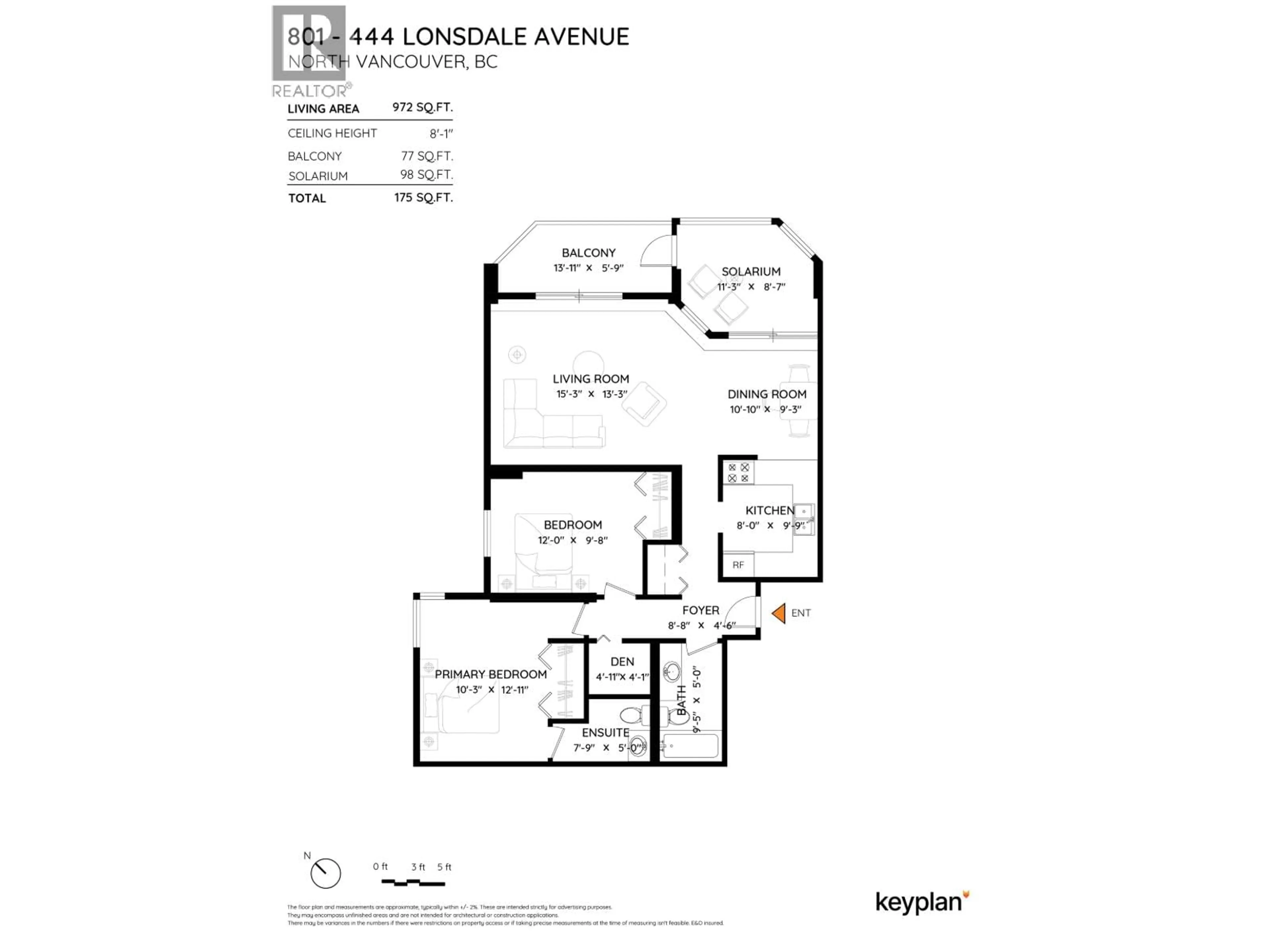 Floor plan for 801 - 444 LONSDALE AVENUE, North Vancouver British Columbia V7M3H5