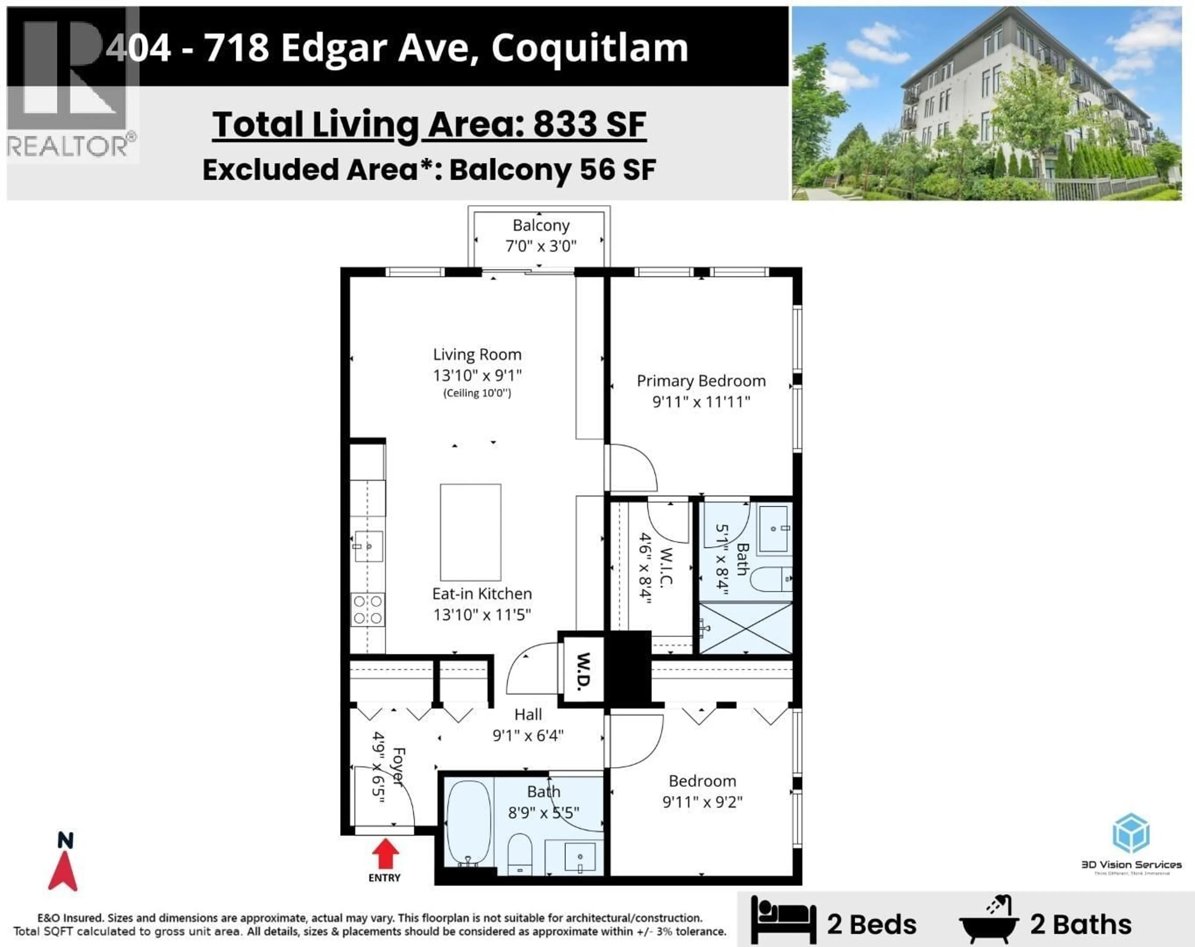 Floor plan for 404 - 718 EDGAR AVENUE, Coquitlam British Columbia V3K0H2