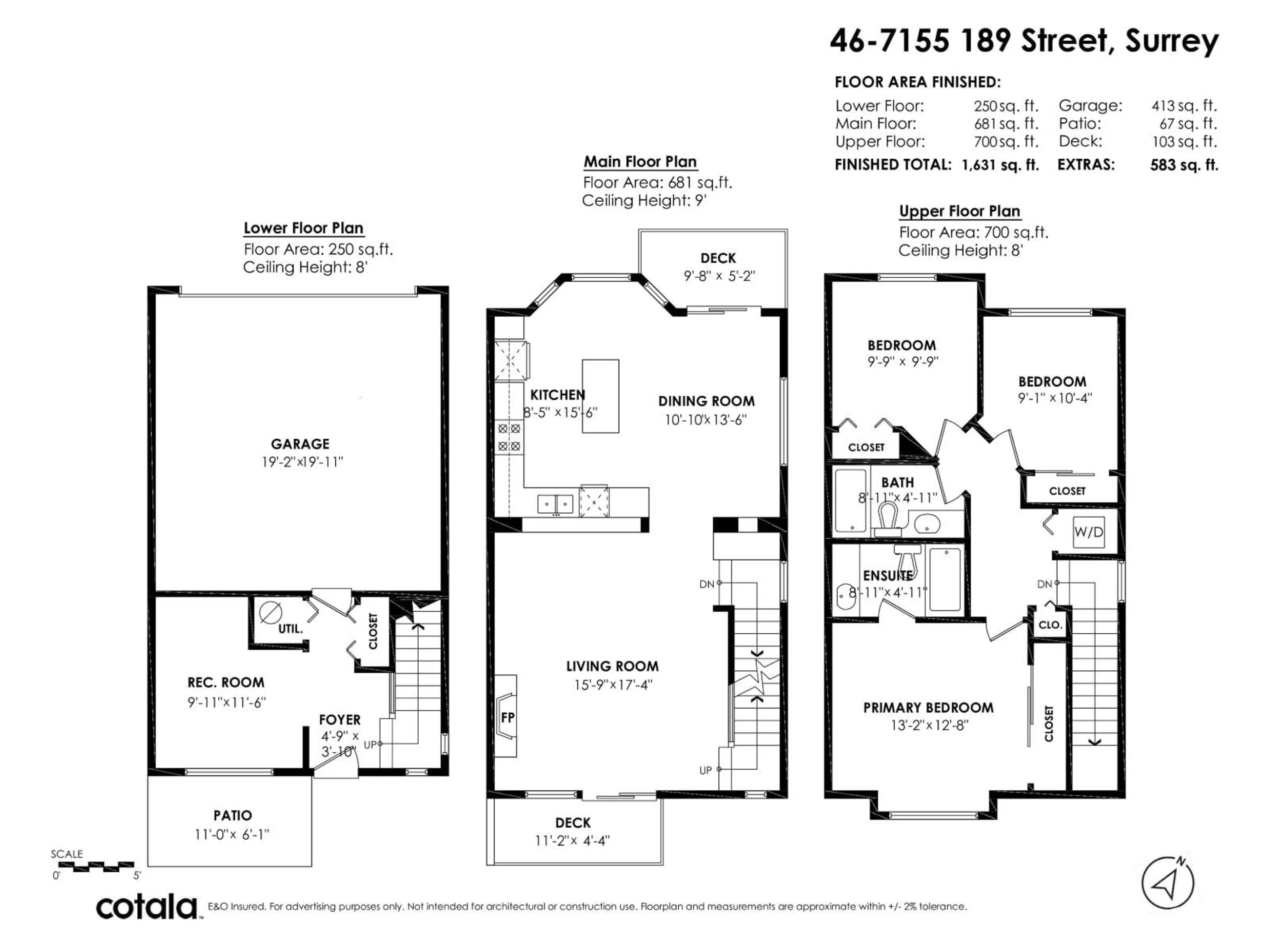 Floor plan for 46 - 7155 189 STREET, Surrey British Columbia V4N5S8