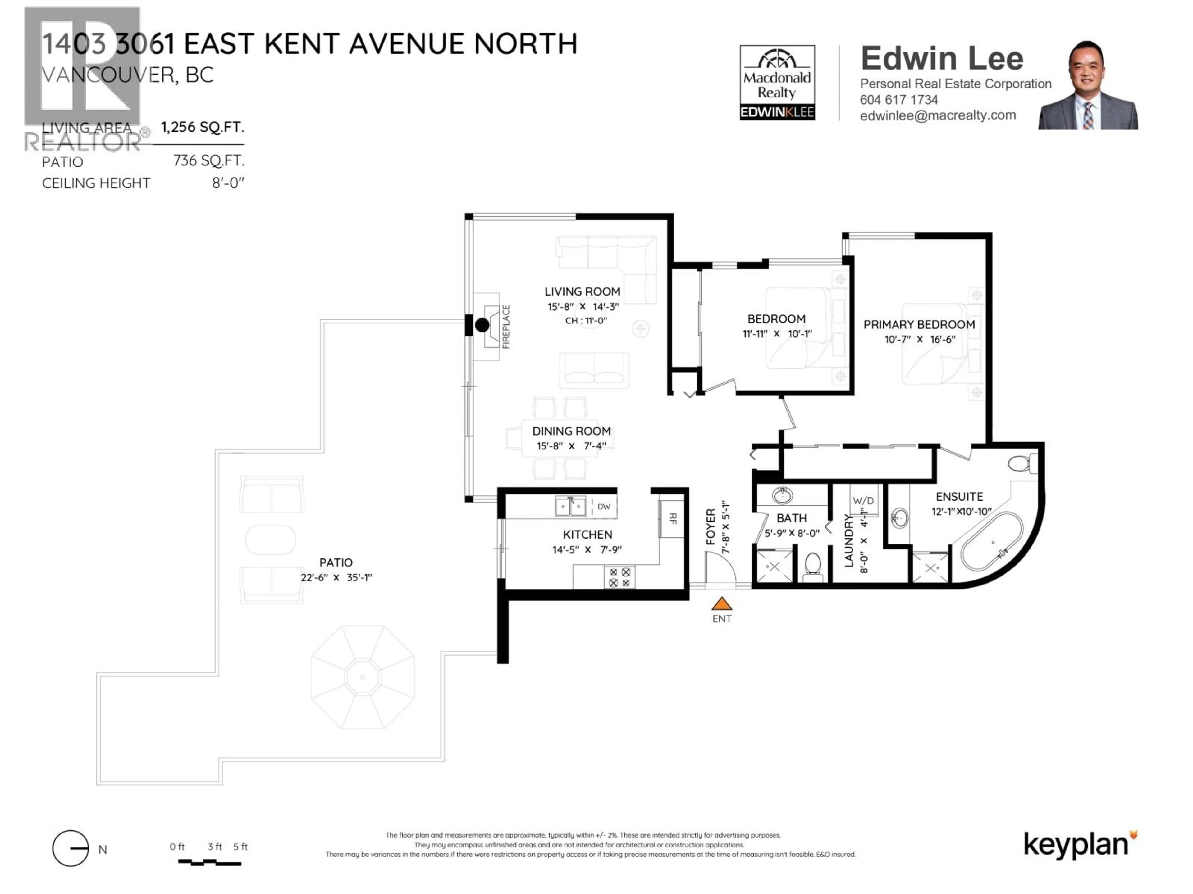 Floor plan for 1403 - 3061 KENT AVENUE NORTH, Vancouver British Columbia V5S4P5