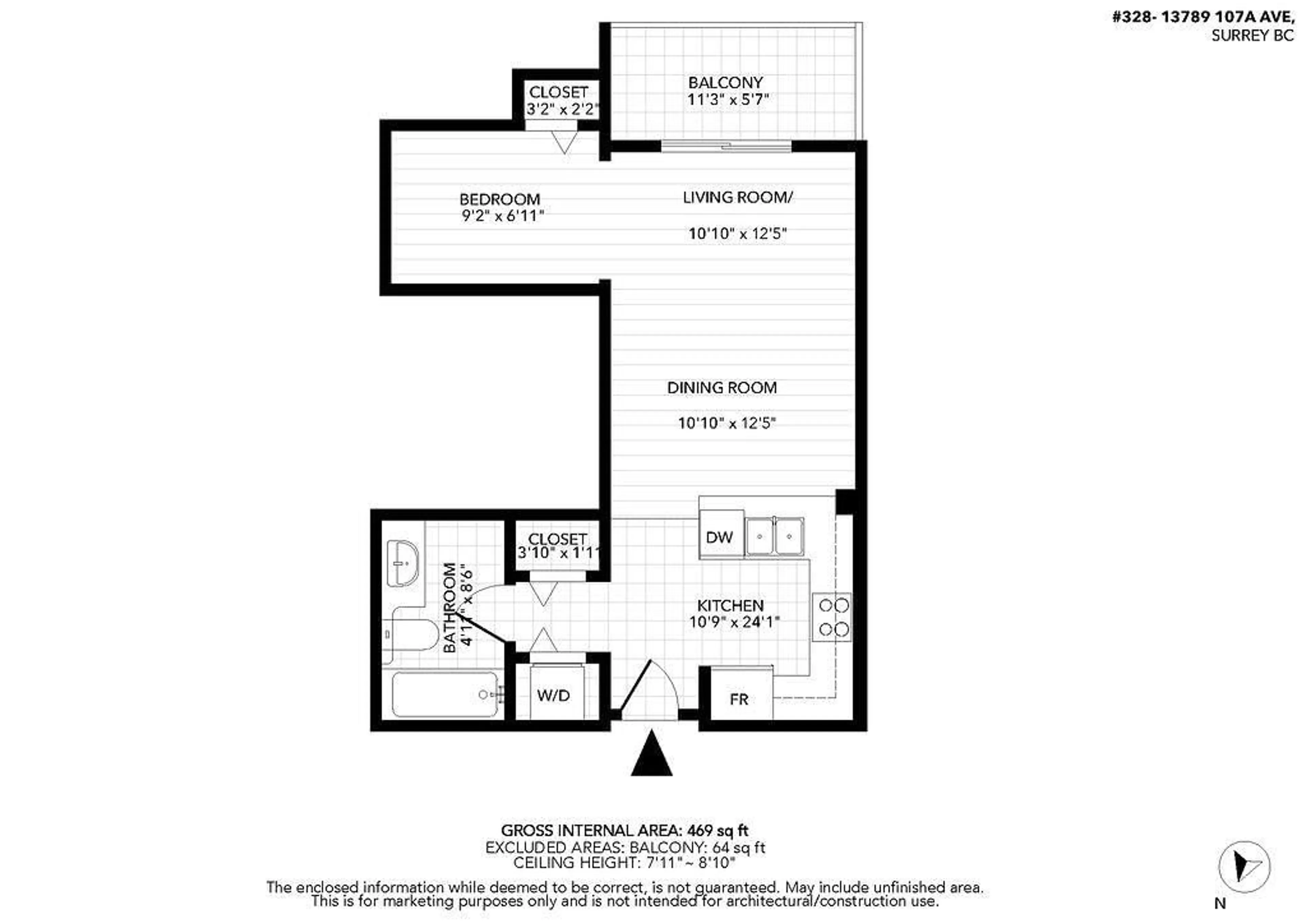 Floor plan for 328 - 13789 107A AVENUE, Surrey British Columbia V3T0B8