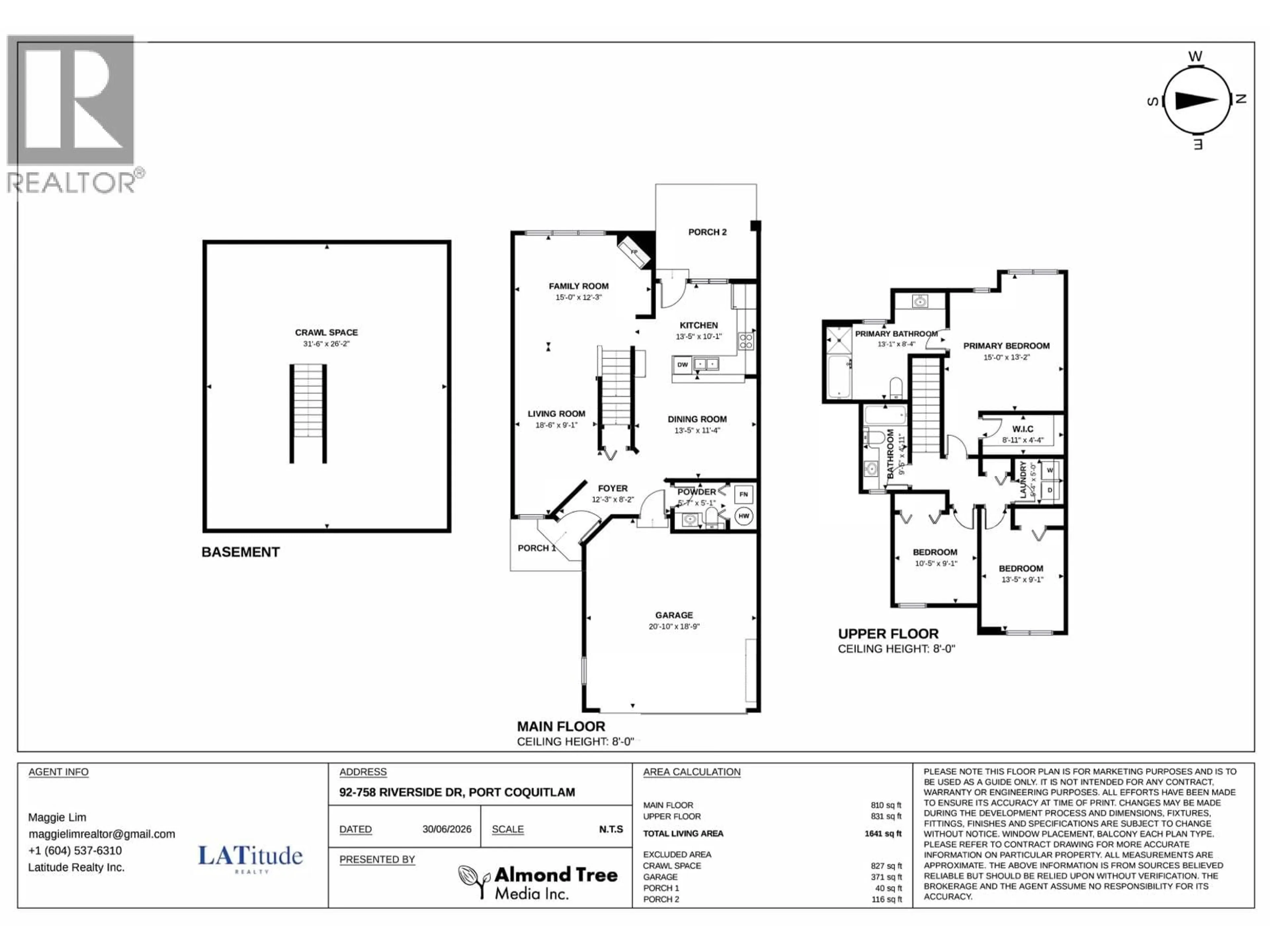 Floor plan for 92 - 758 RIVERSIDE DRIVE, Port Coquitlam British Columbia V3B7V8