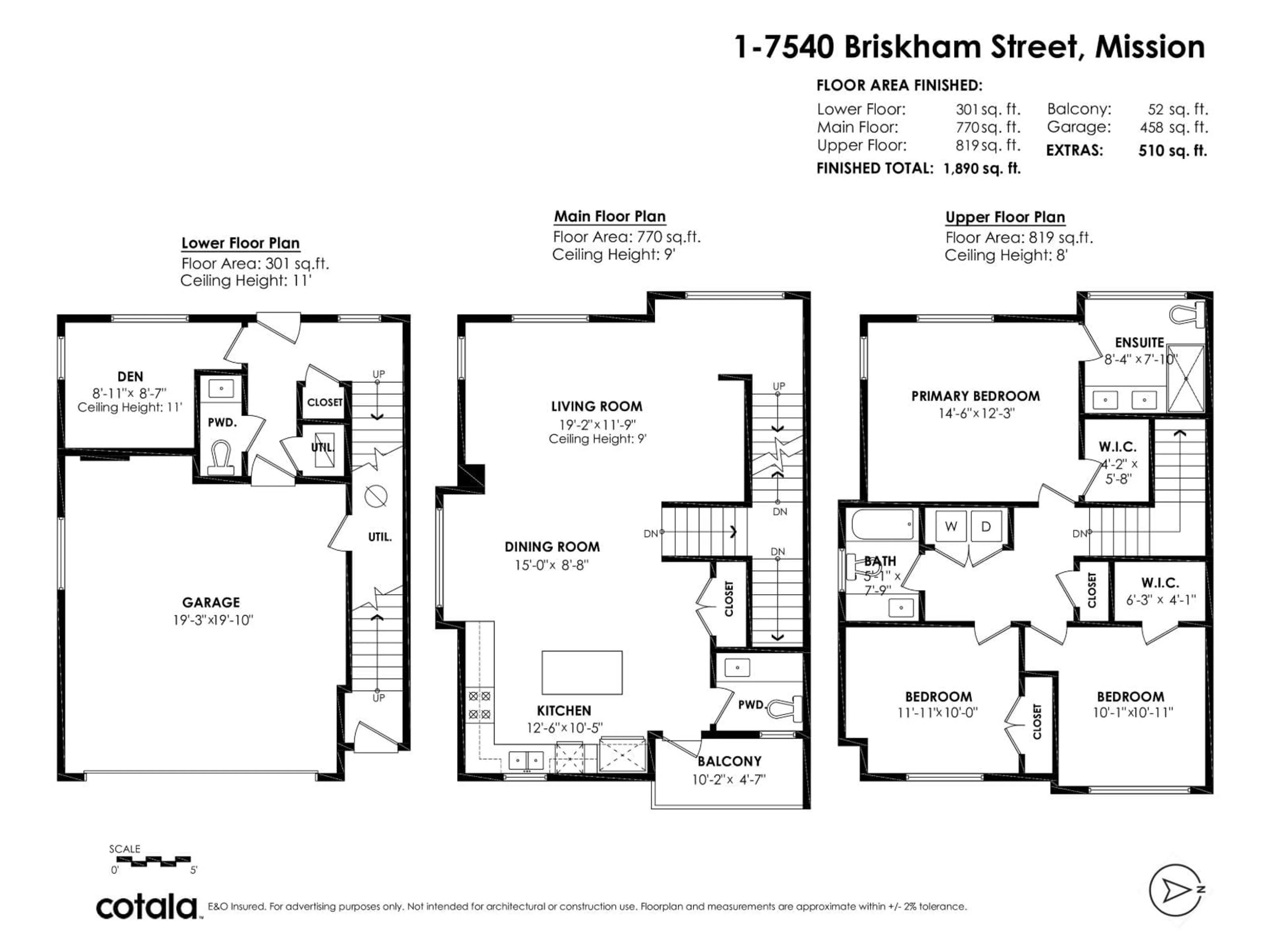 Floor plan for 1 - 7540 BRISKHAM STREET, Mission British Columbia V2V3L8