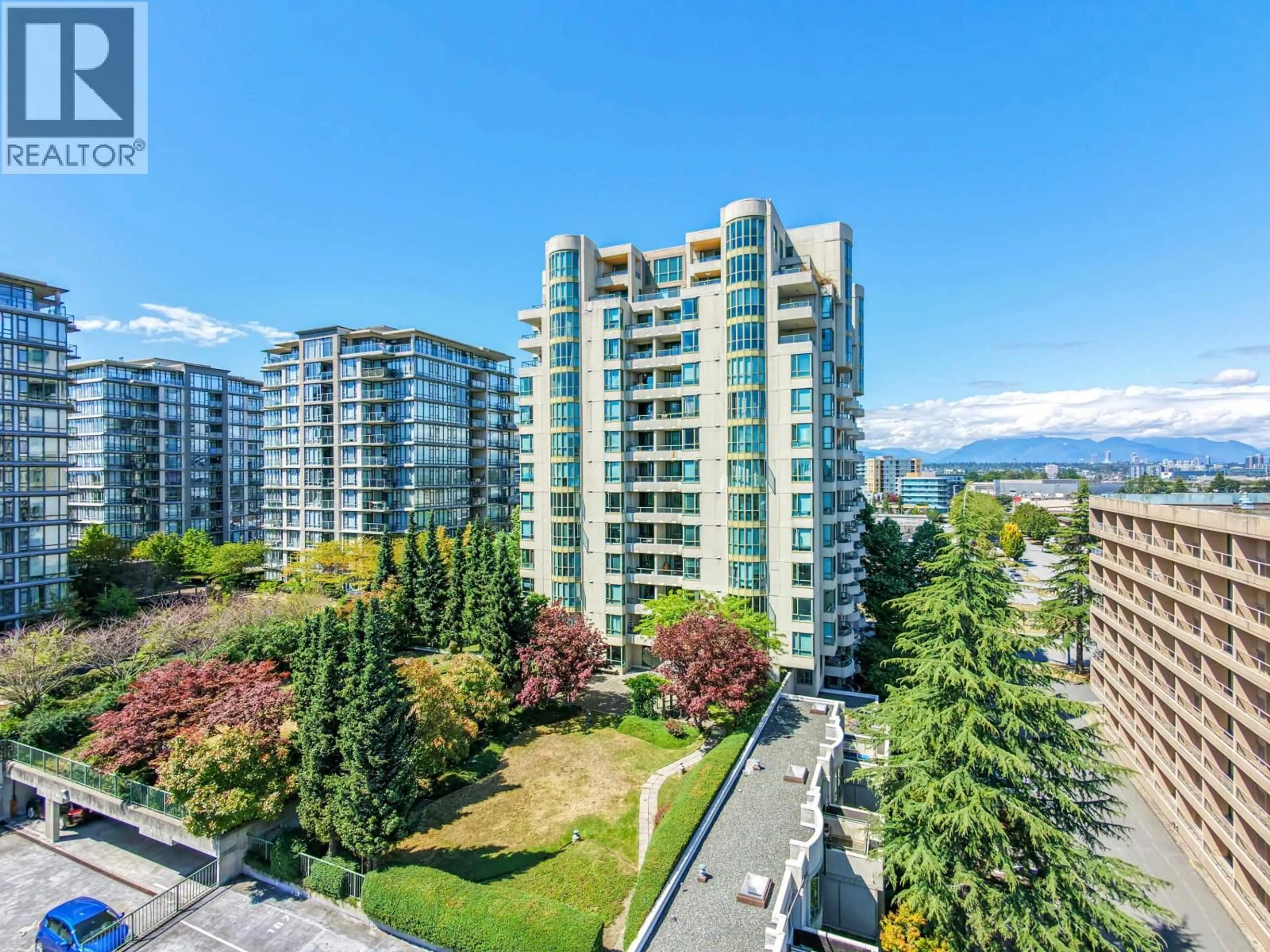 A pic from outside/outdoor area/front of a property/back of a property/a pic from drone, city buildings view from balcony for 1106 - 7380 ELMBRIDGE WAY, Richmond British Columbia V6X4A1