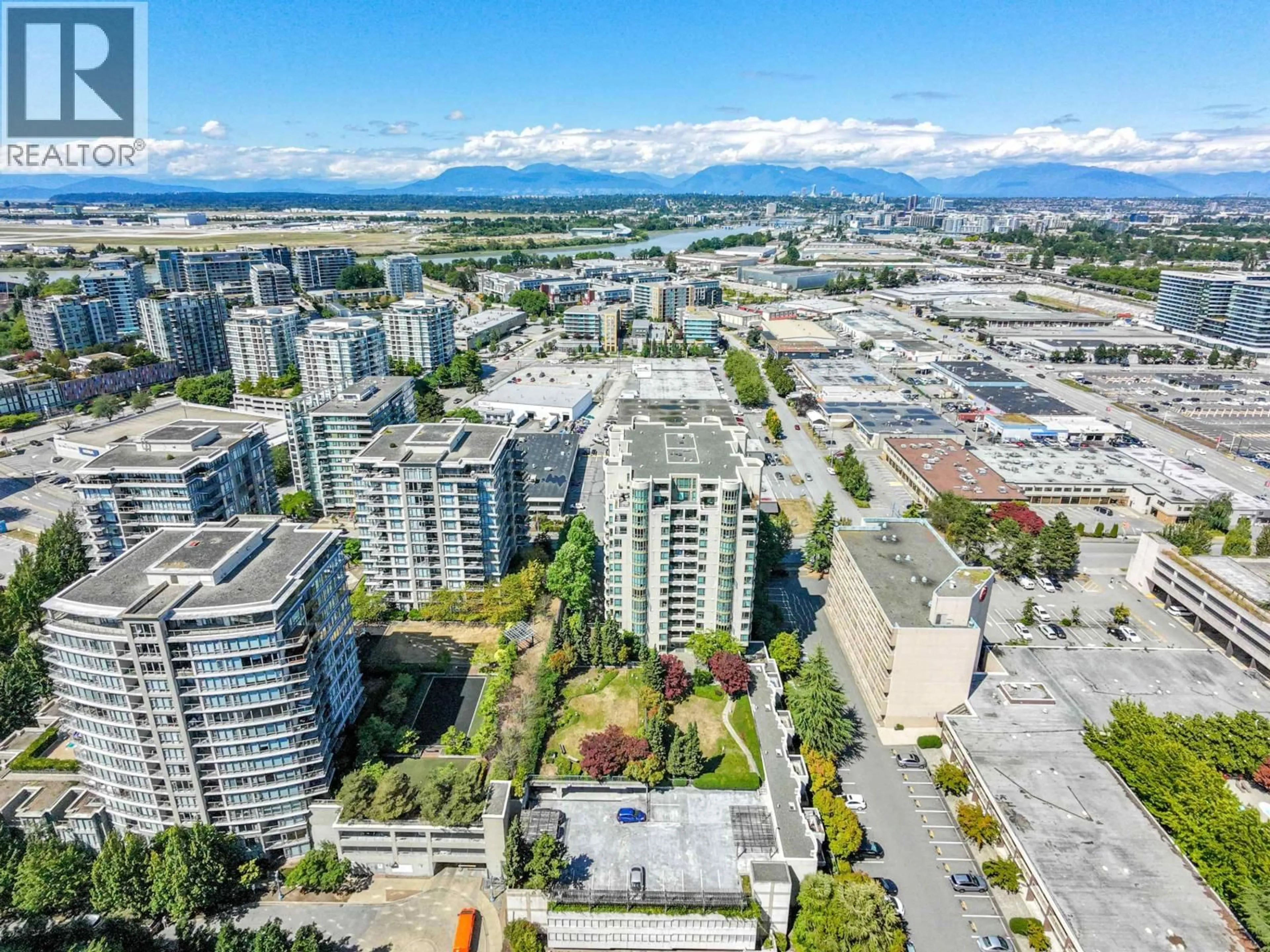 A pic from outside/outdoor area/front of a property/back of a property/a pic from drone, city buildings view from balcony for 1106 - 7380 ELMBRIDGE WAY, Richmond British Columbia V6X4A1