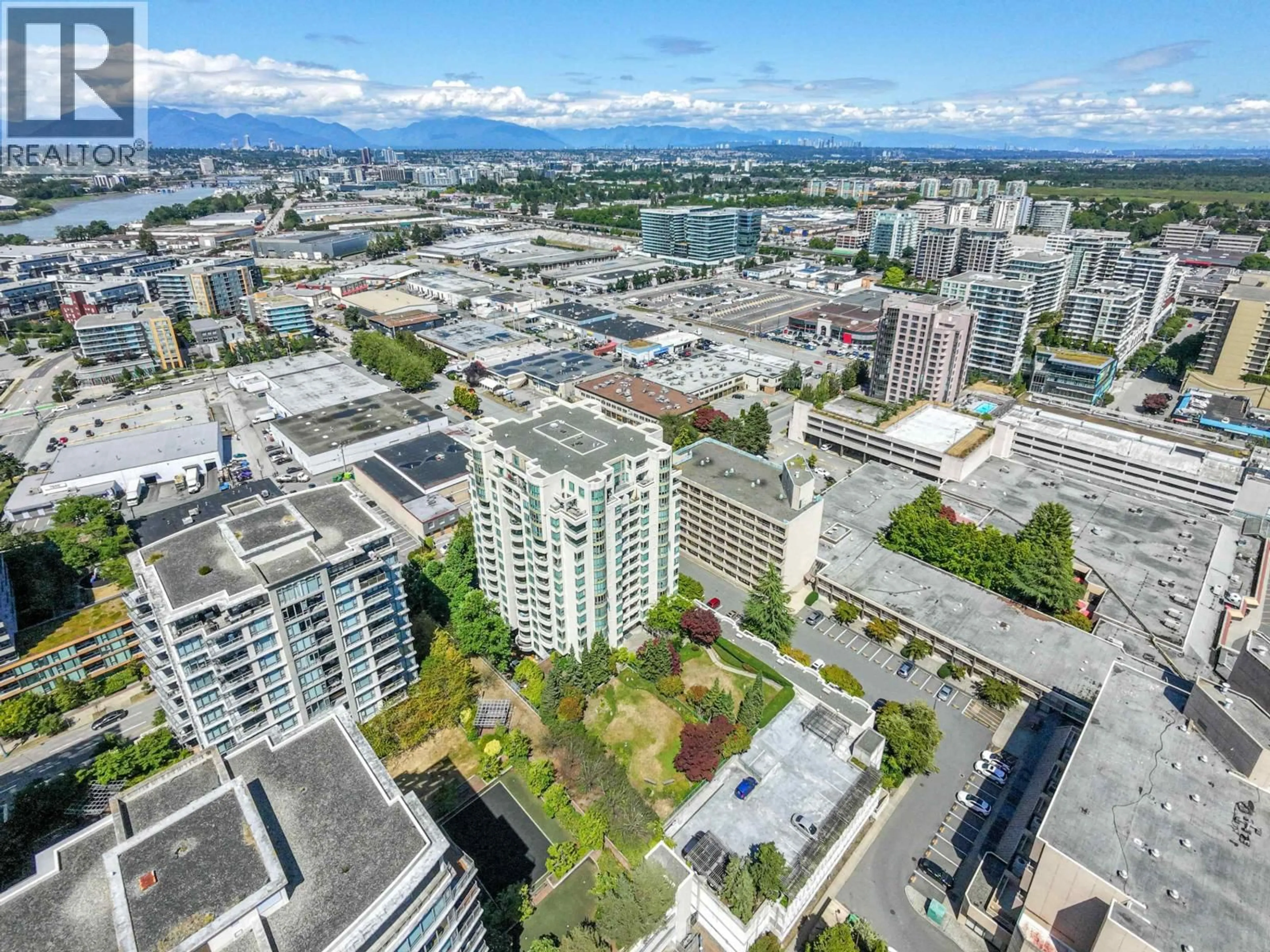 A pic from outside/outdoor area/front of a property/back of a property/a pic from drone, city buildings view from balcony for 1106 - 7380 ELMBRIDGE WAY, Richmond British Columbia V6X4A1