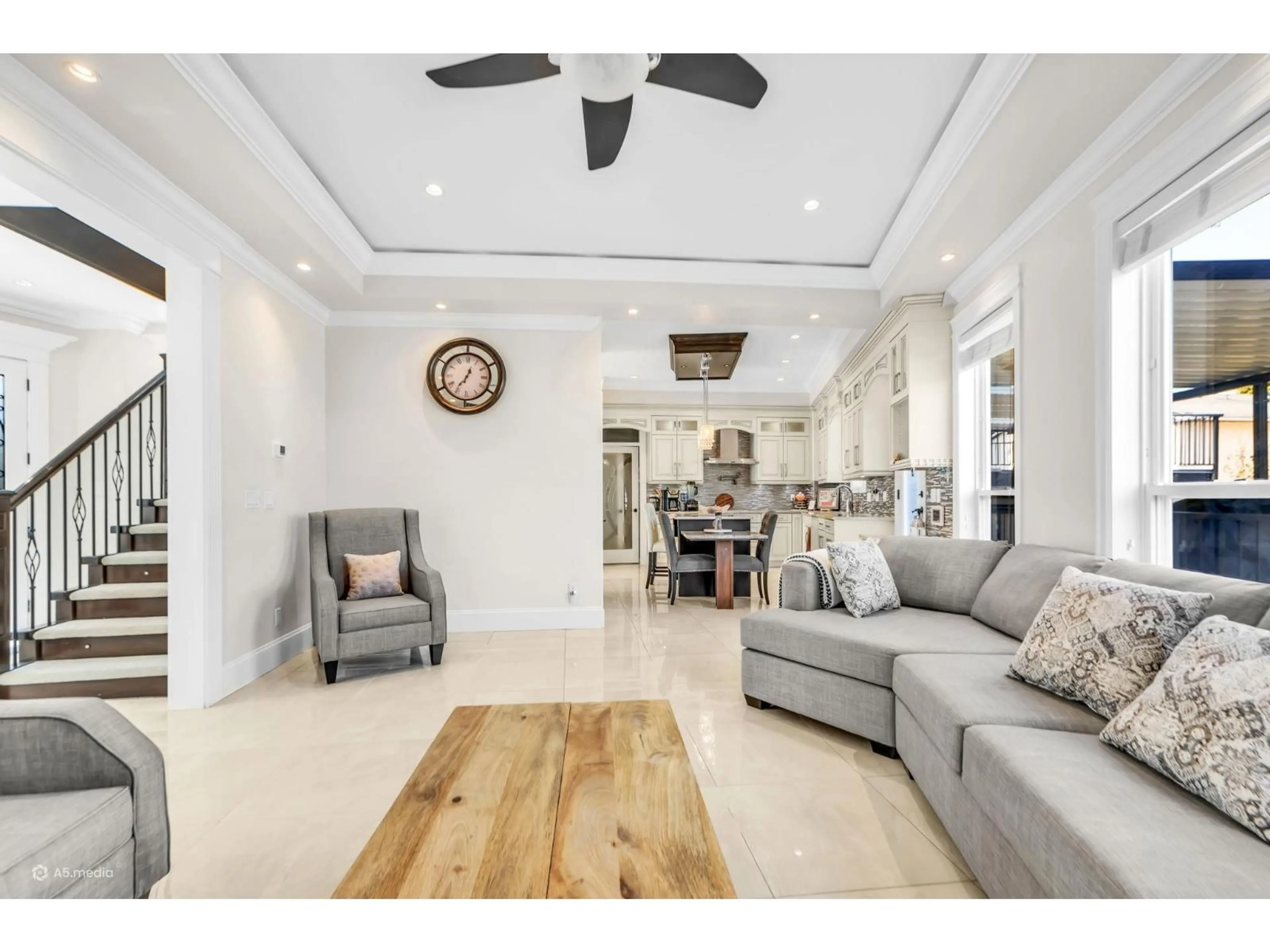 Living room with furniture, ceramic/tile floor for 14185 74 AVENUE, Surrey British Columbia V3W7N2