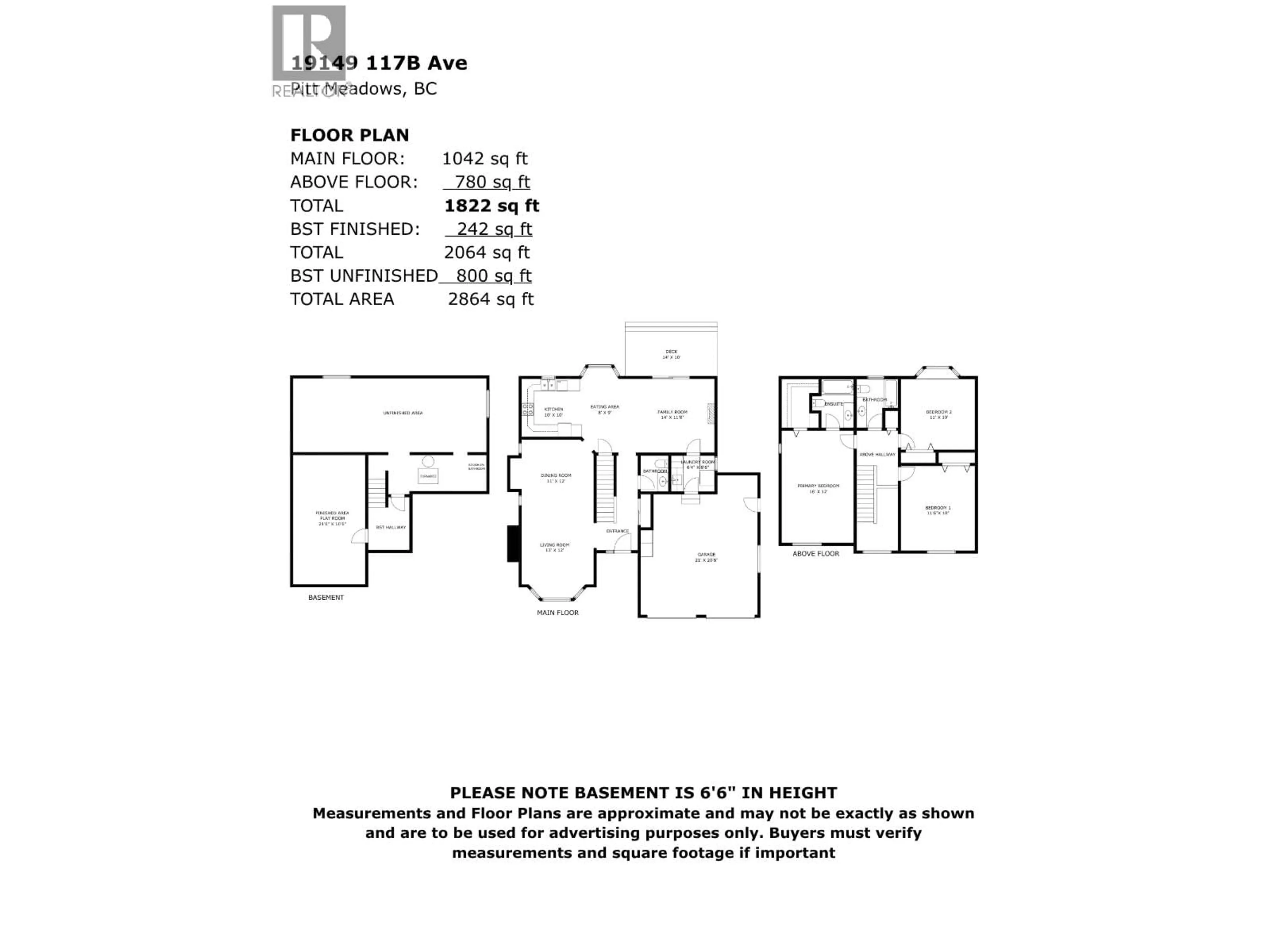 Floor plan for 19149 117B AVENUE, Pitt Meadows British Columbia V3Y2C3