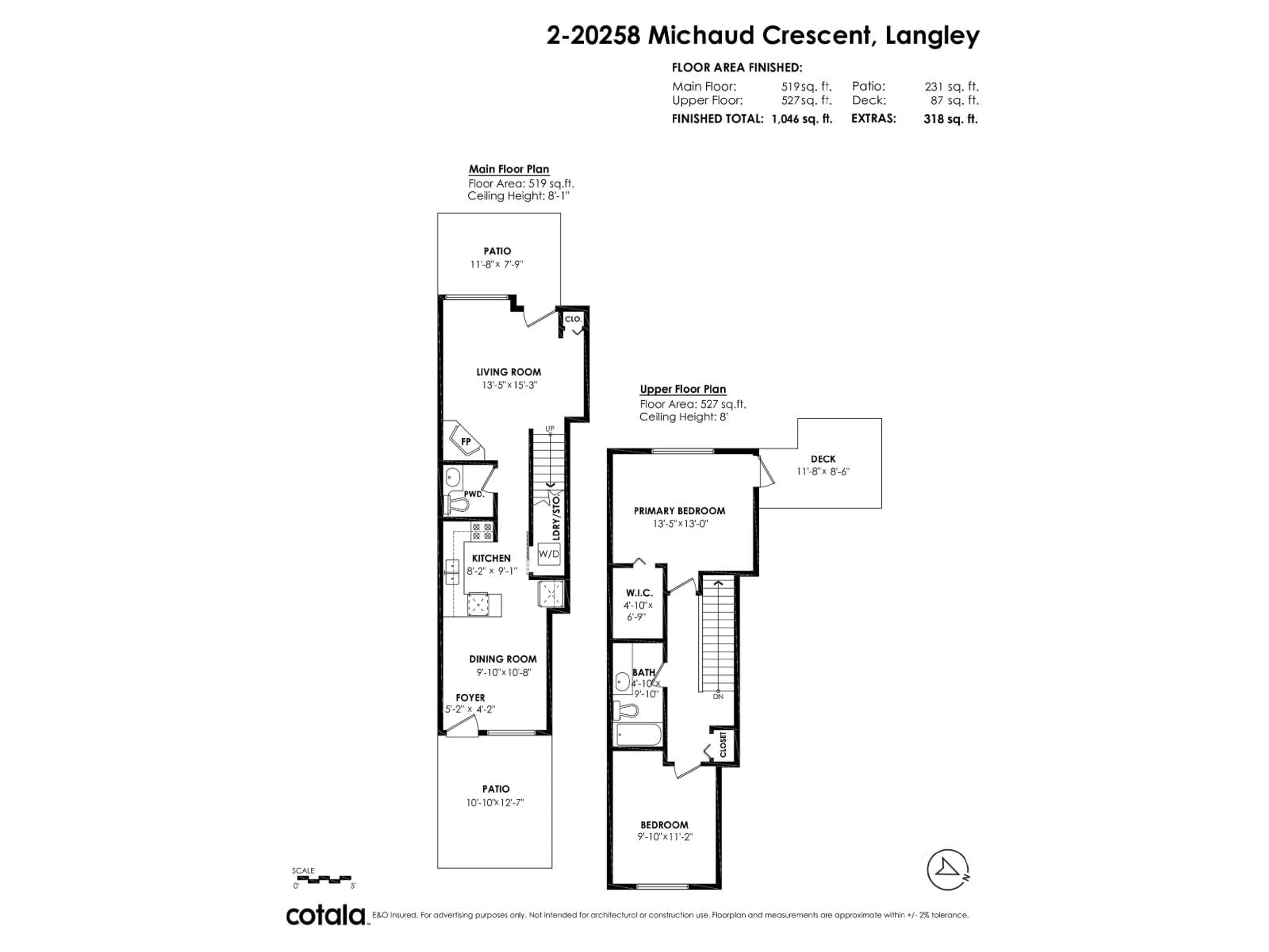 Floor plan for 2 - 20258 MICHAUD CRESCENT, Langley British Columbia V3A4B2