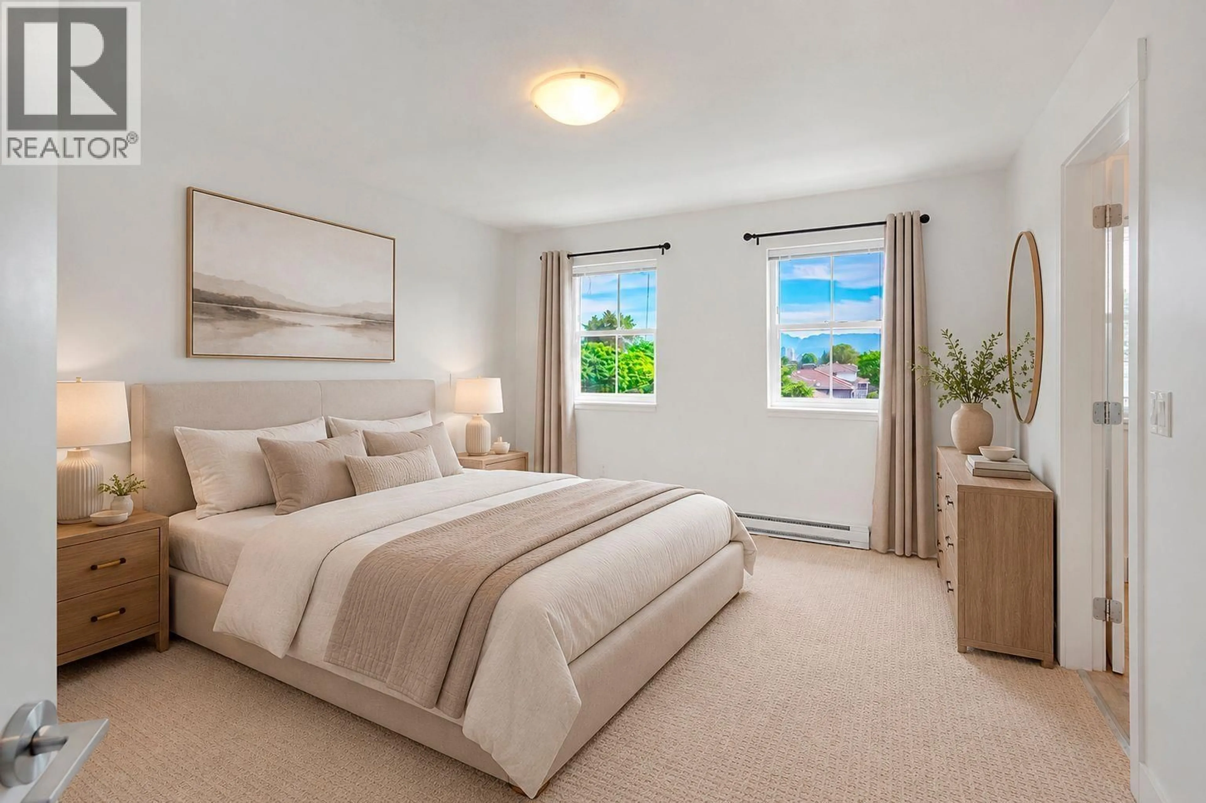 Bedroom with bed, carpet floor for 205 - 7908 GRAHAM AVENUE, Burnaby British Columbia V3N1V9