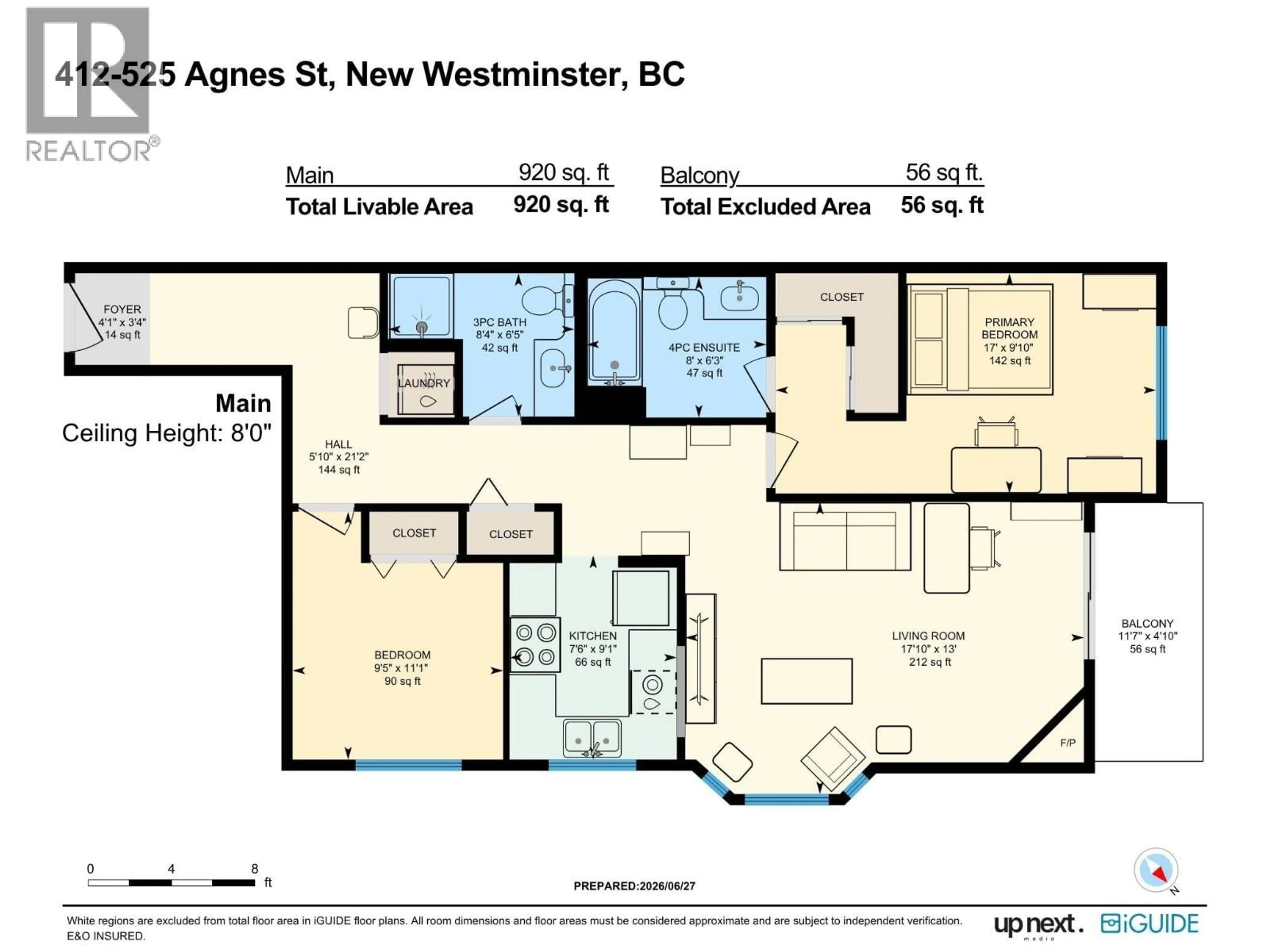 Floor plan for 412 - 525 AGNES STREET, New Westminster British Columbia V3L1G2