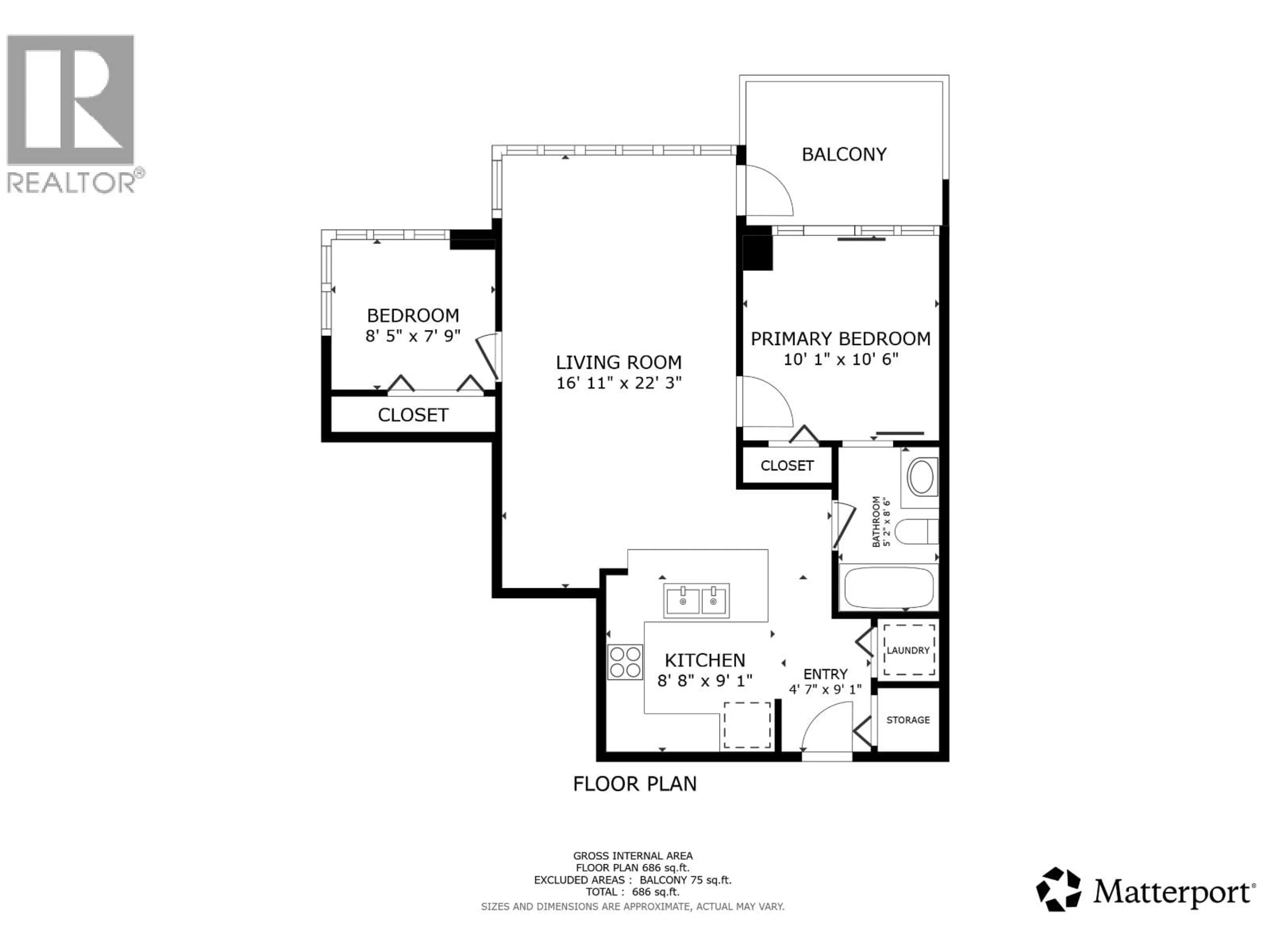 Floor plan for 1602 - 575 DELESTRE AVENUE, Coquitlam British Columbia V3K0A6