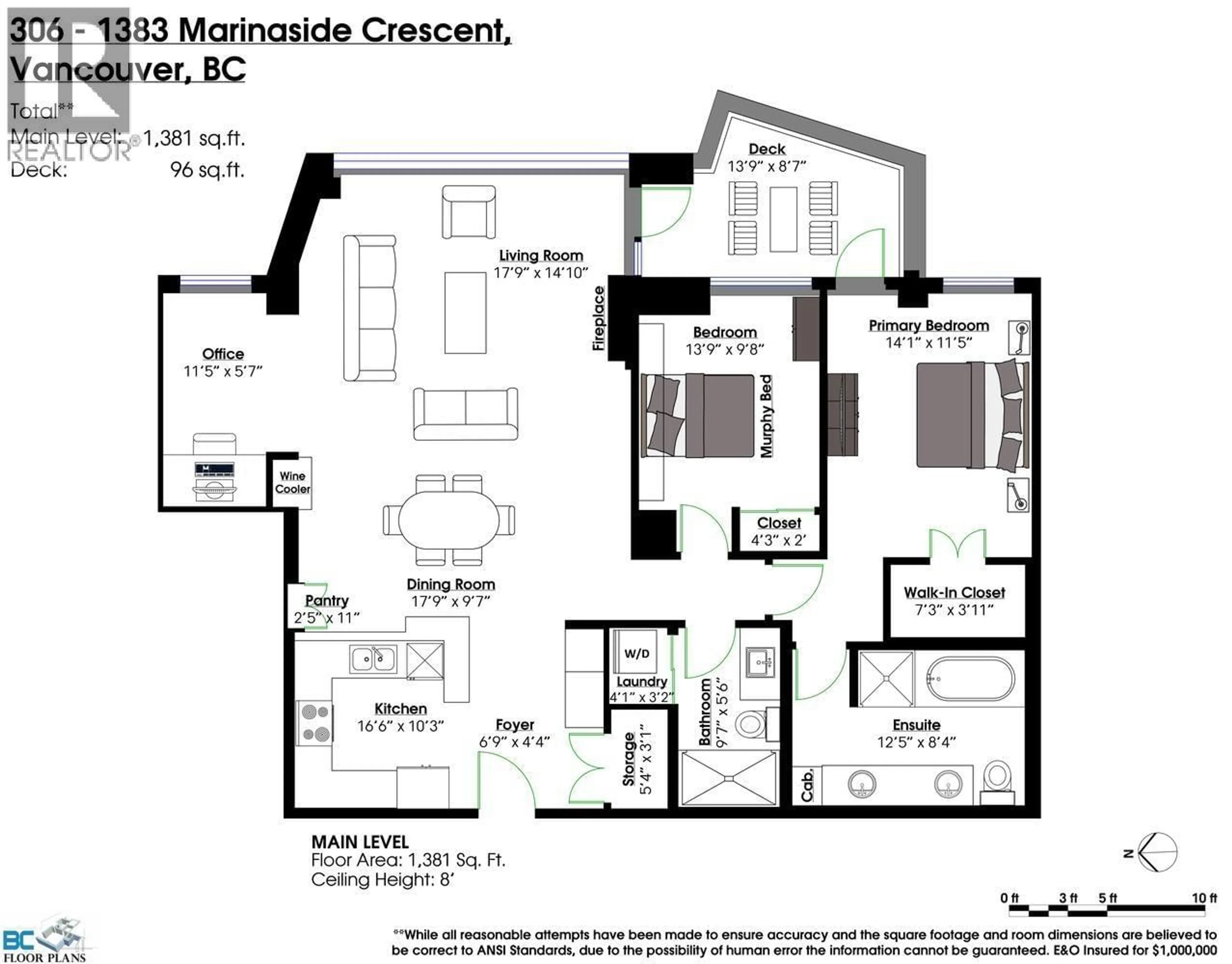 Floor plan for 306 - 1383 MARINASIDE CRESCENT, Vancouver British Columbia V6Z2W9