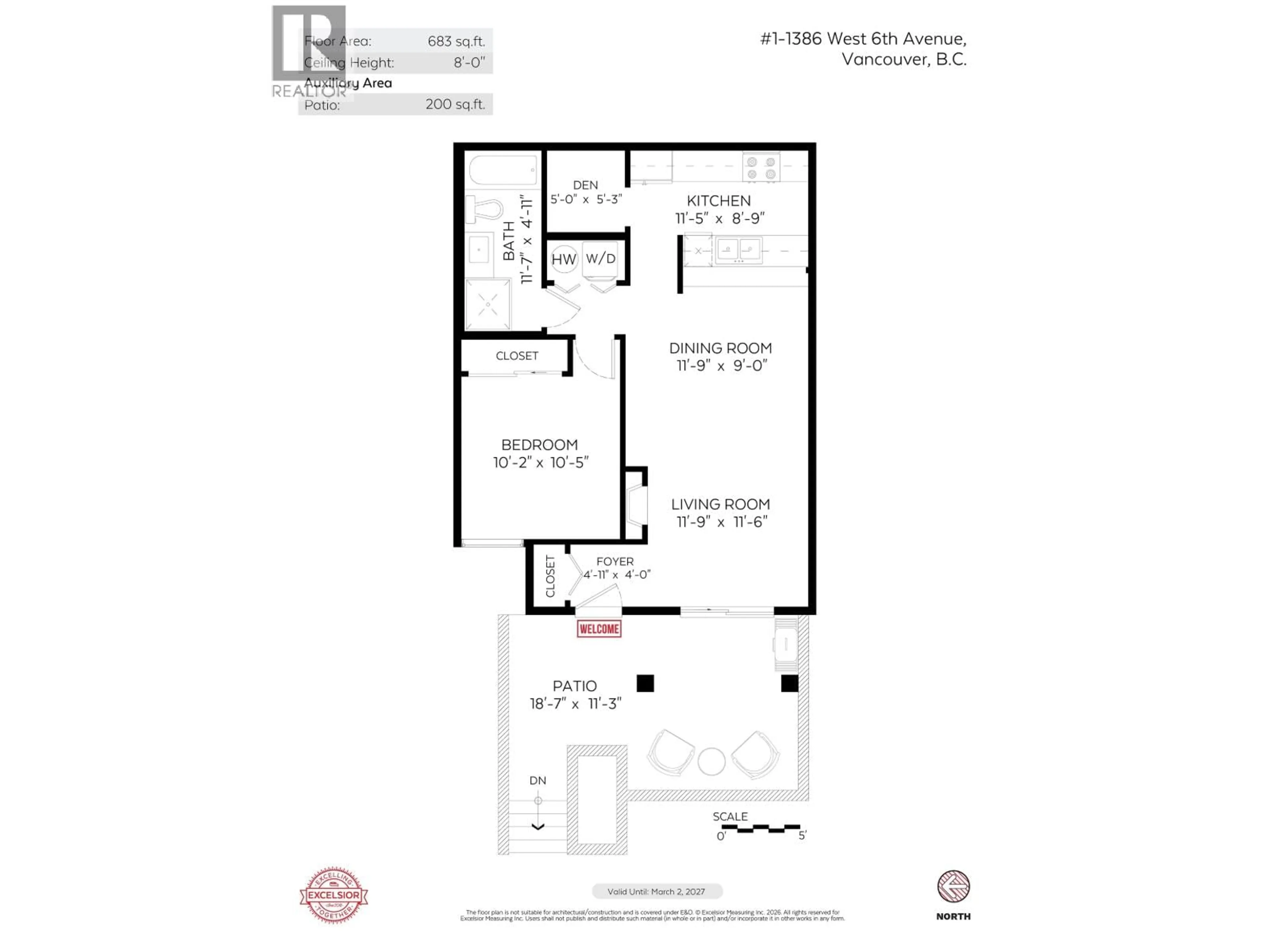 Floor plan for 1 - 1386 6TH AVENUE, Vancouver British Columbia V6H1A7