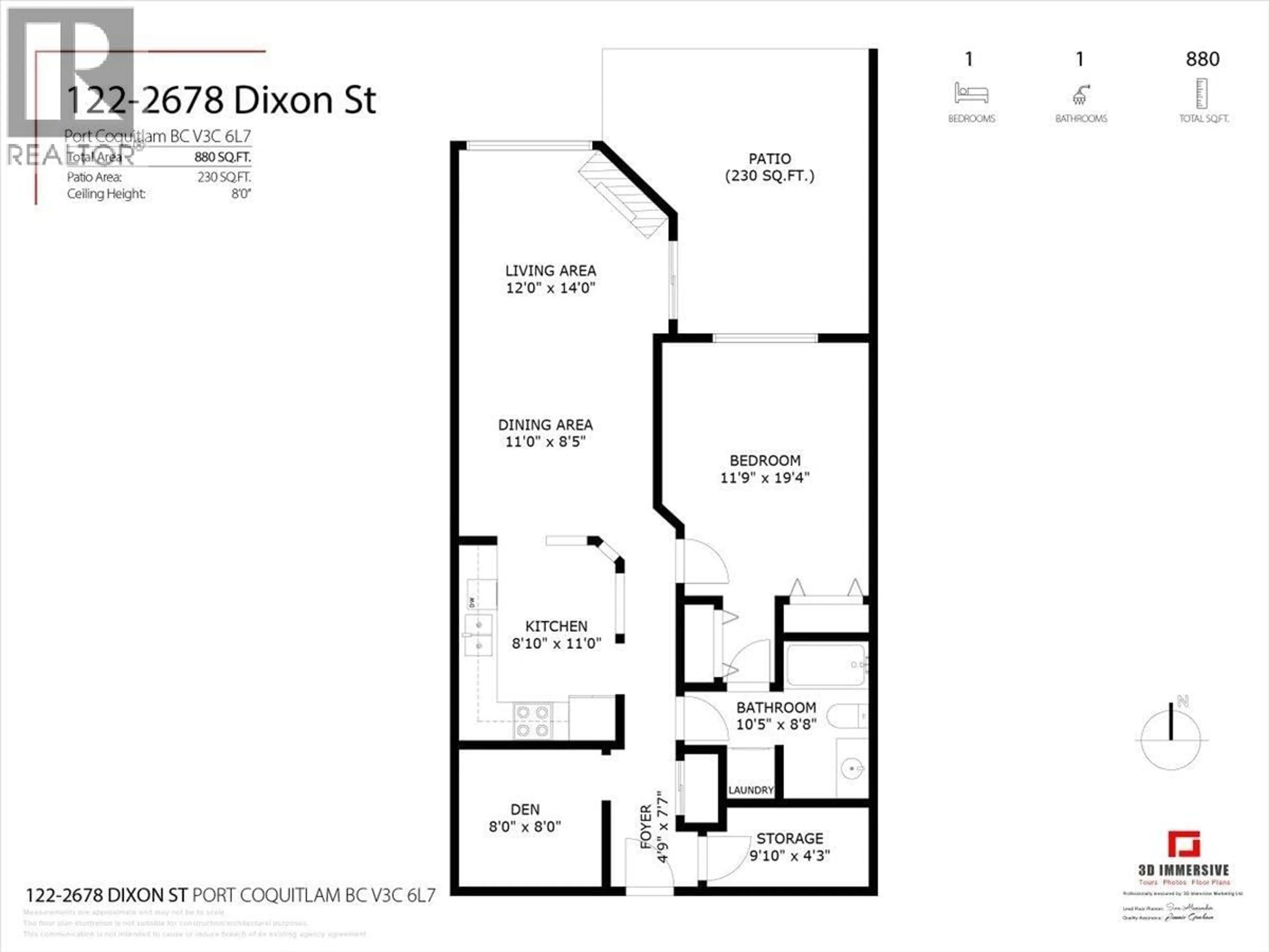 Floor plan for 122 - 2678 DIXON STREET, Port Coquitlam British Columbia V3C6L7