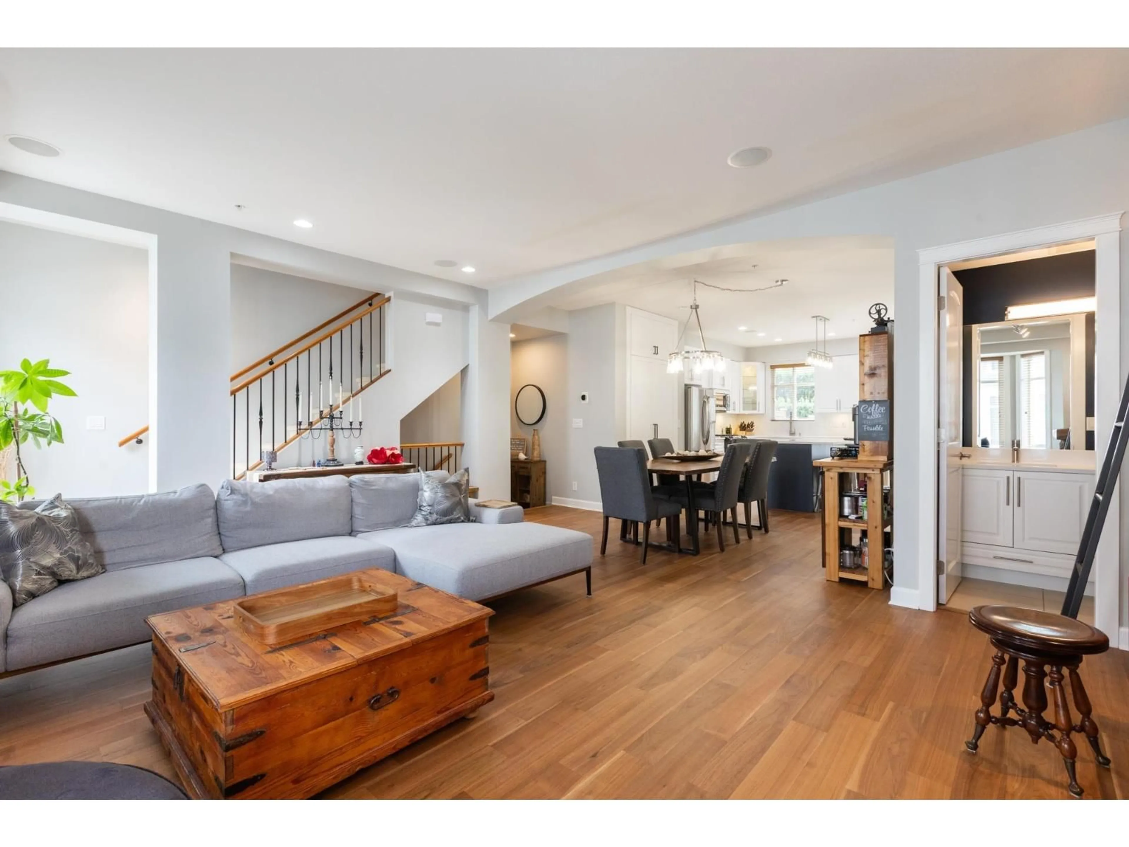 Living room with furniture, wood/laminate floor for 136 - 20738 84 AVENUE, Langley British Columbia V2Y0J6
