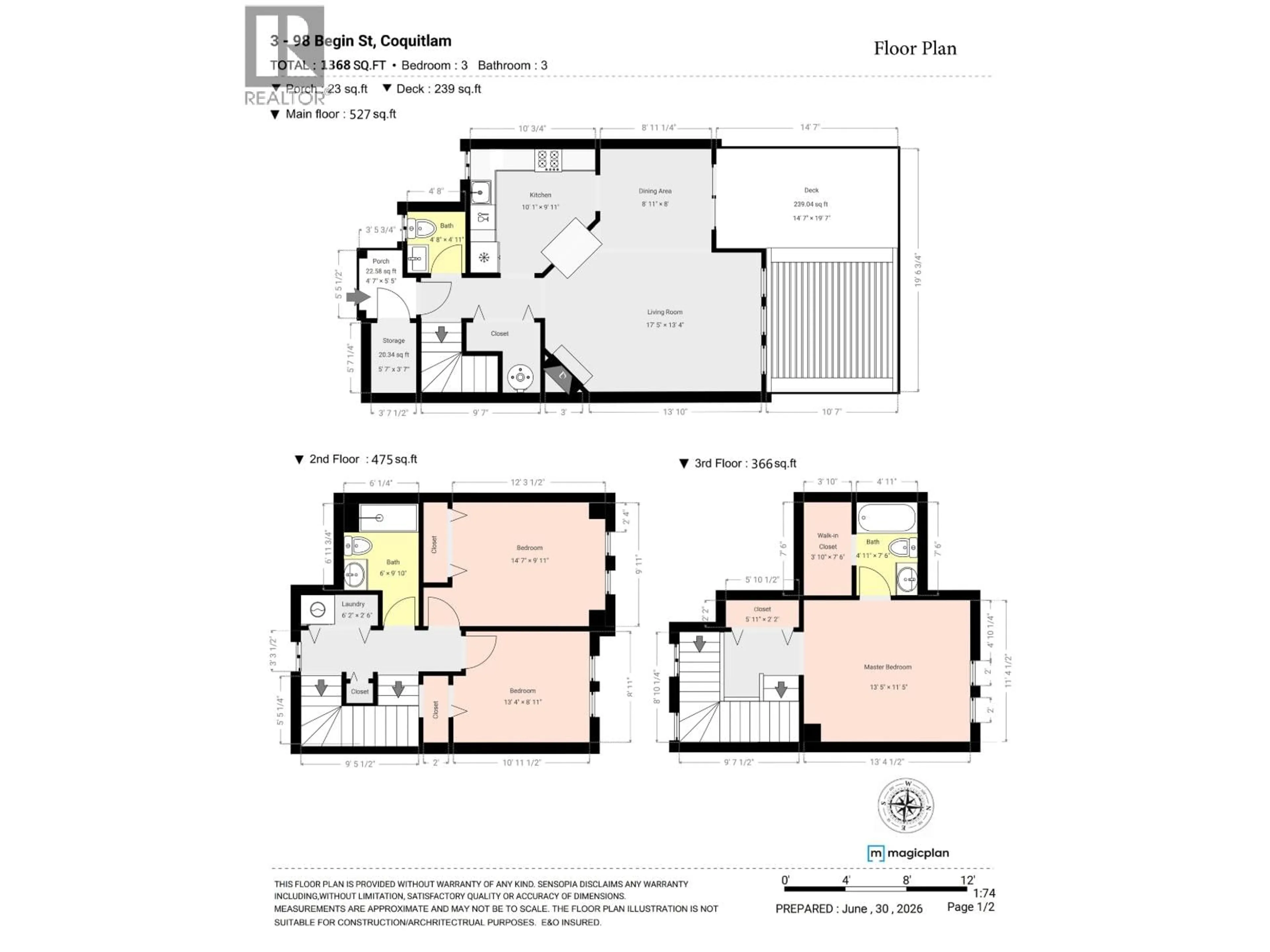 Floor plan for 3 - 98 BEGIN STREET, Coquitlam British Columbia V3K6M9