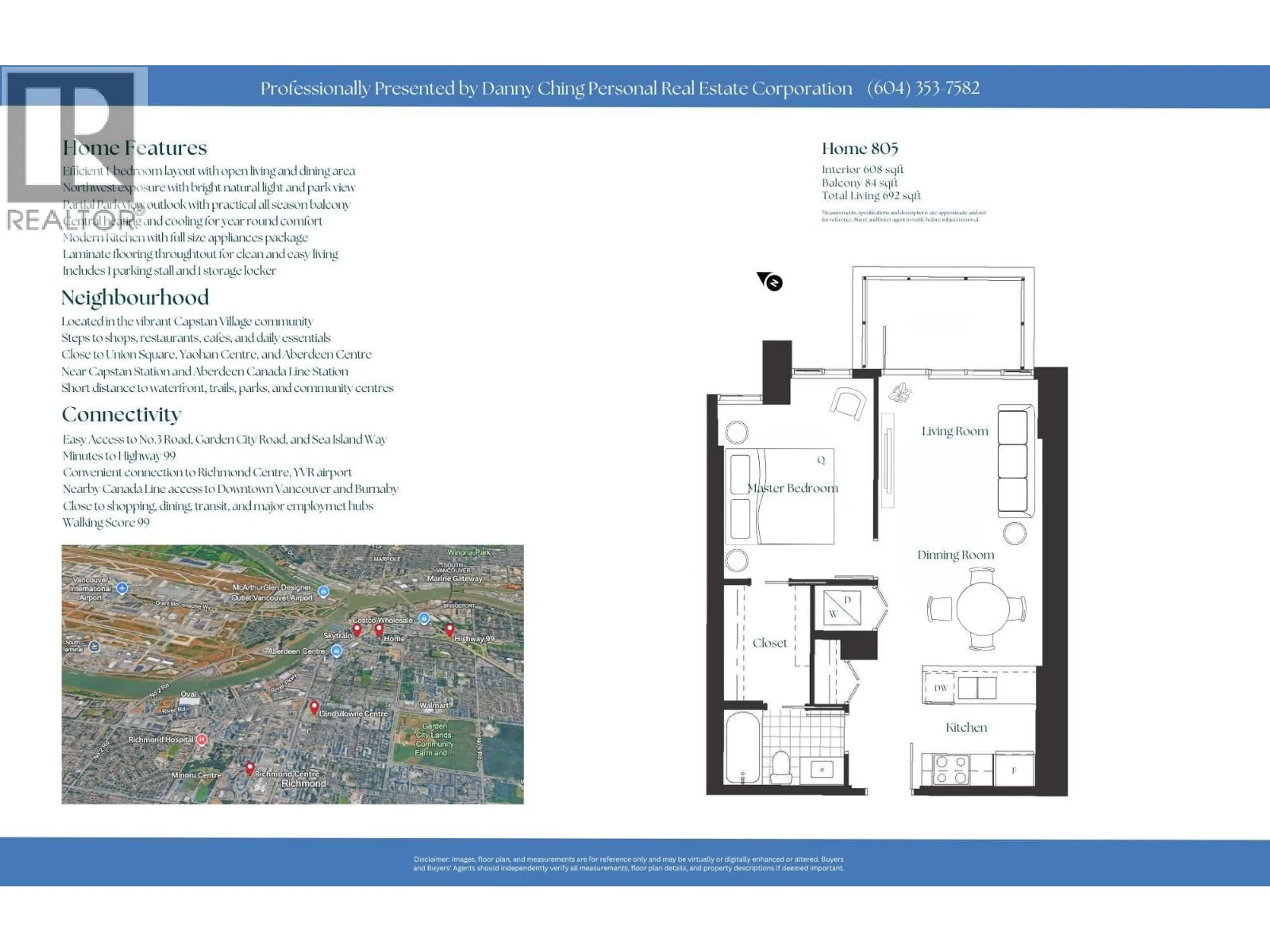 Floor plan for 805 - 3328 CARSCALLEN ROAD, Richmond British Columbia V6X0T6