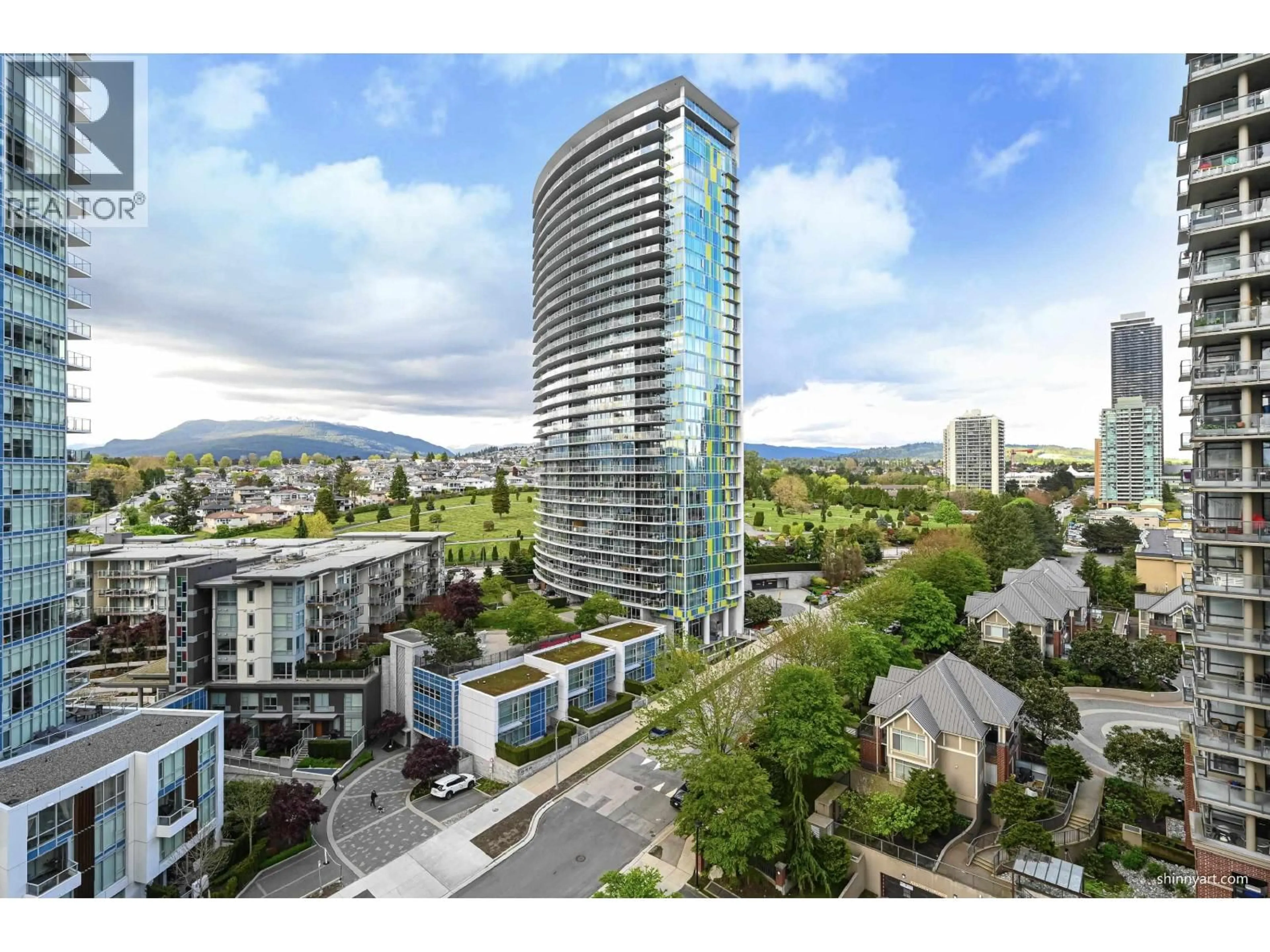 A pic from outside/outdoor area/front of a property/back of a property/a pic from drone, city buildings view from balcony for 1303 - 1888 GILMORE AVENUE, Burnaby British Columbia V5C0L2