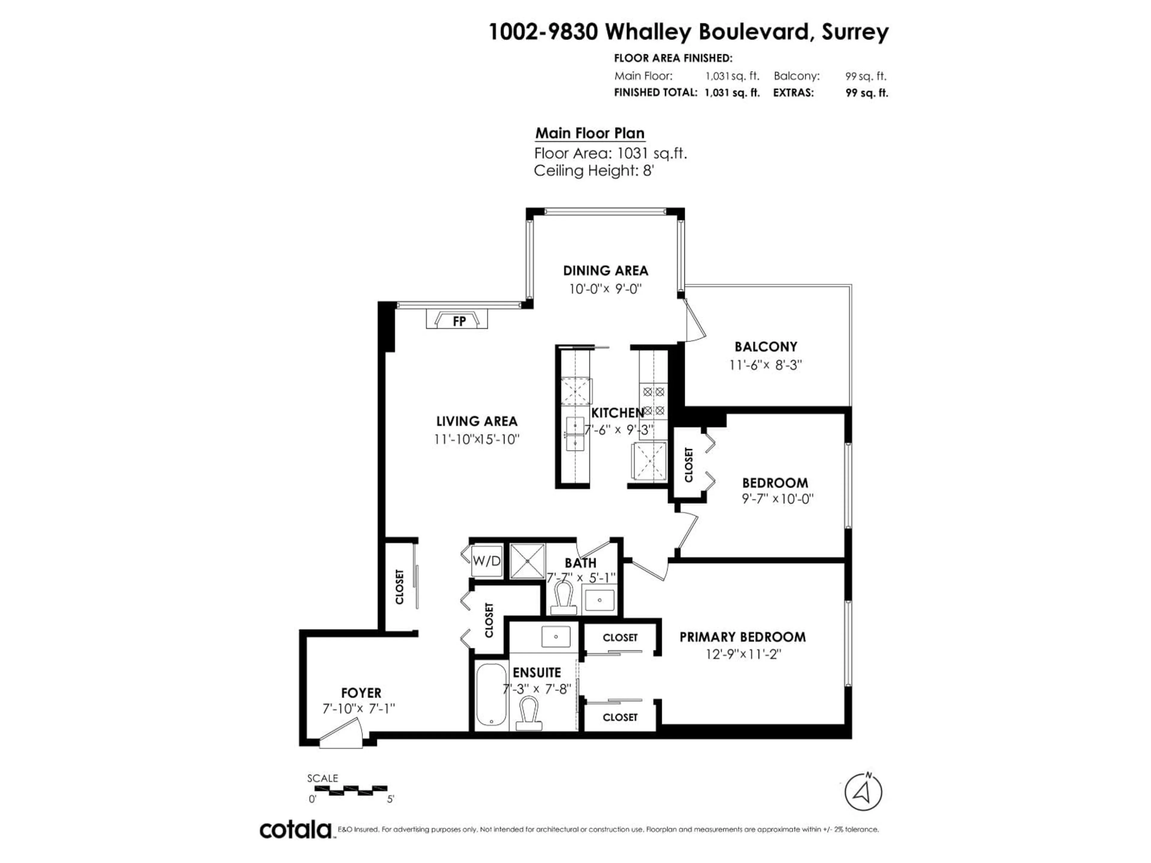 Floor plan for 1002 - 9830 WHALLEY BOULEVARD, Surrey British Columbia V3T5S7