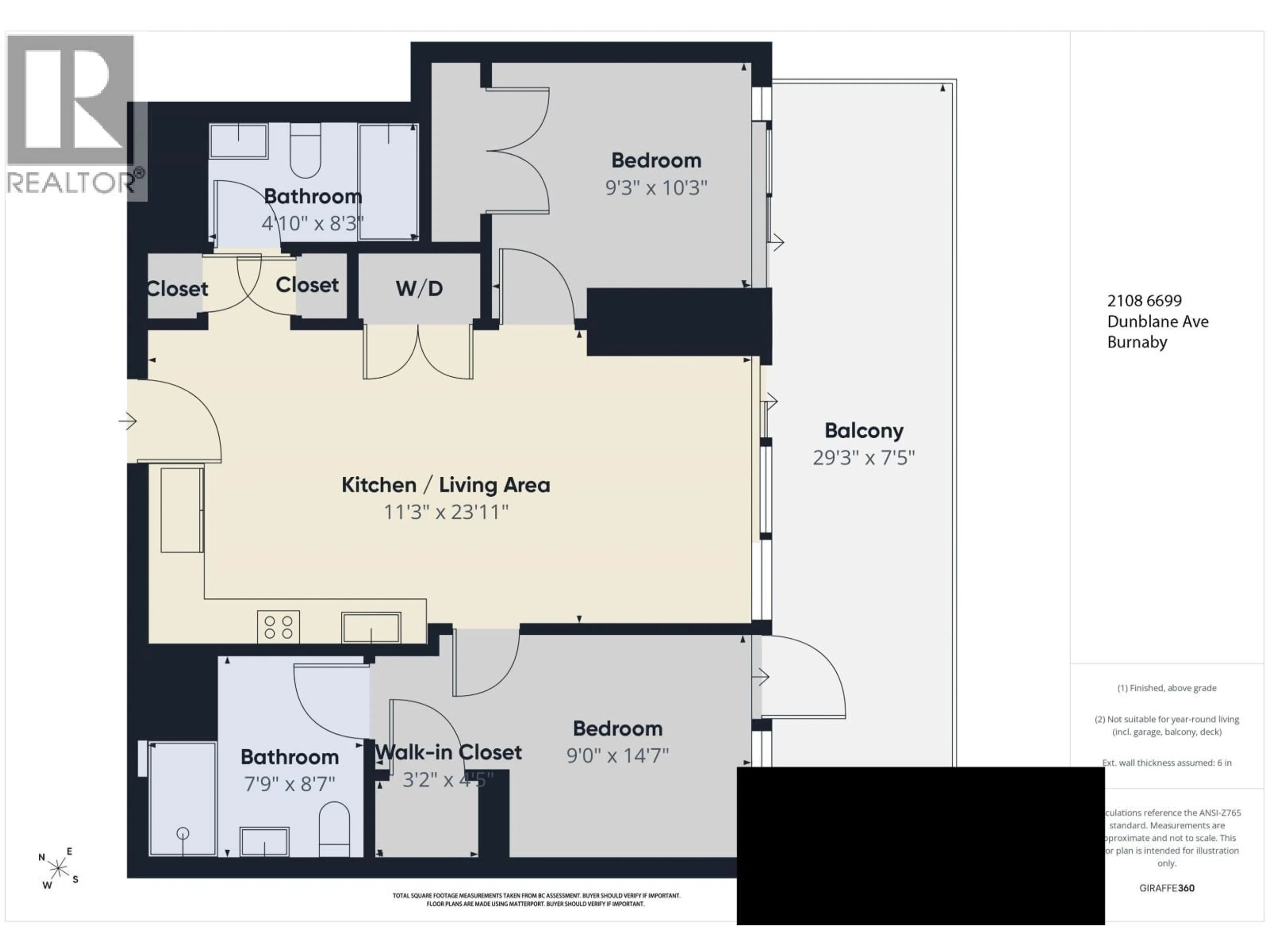 Floor plan for 2108 - 6699 DUNBLANE AVENUE, Burnaby British Columbia V5H0J8