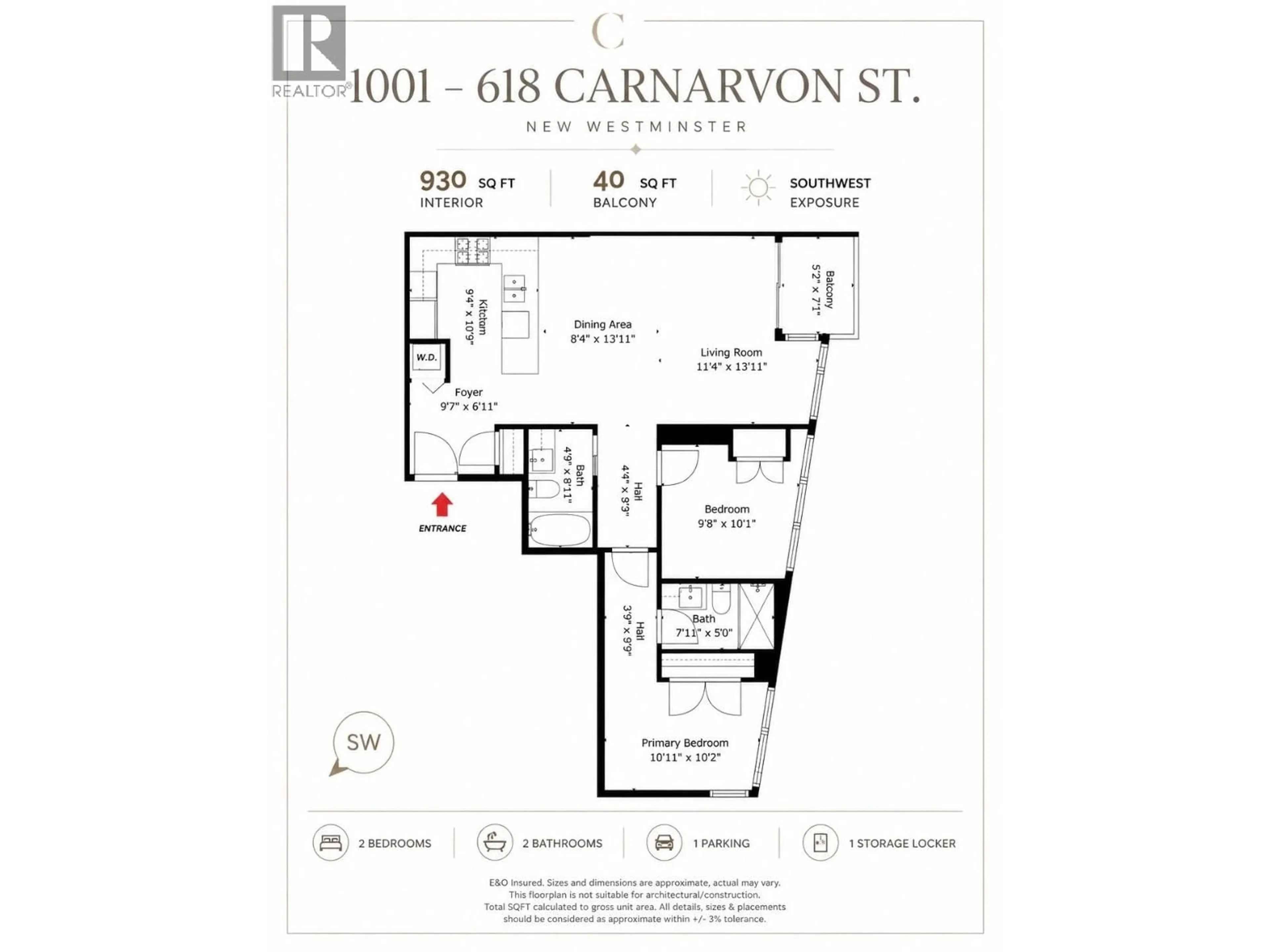 Floor plan for 1001 - 618 CARNARVON STREET, New Westminster British Columbia V3M0N9