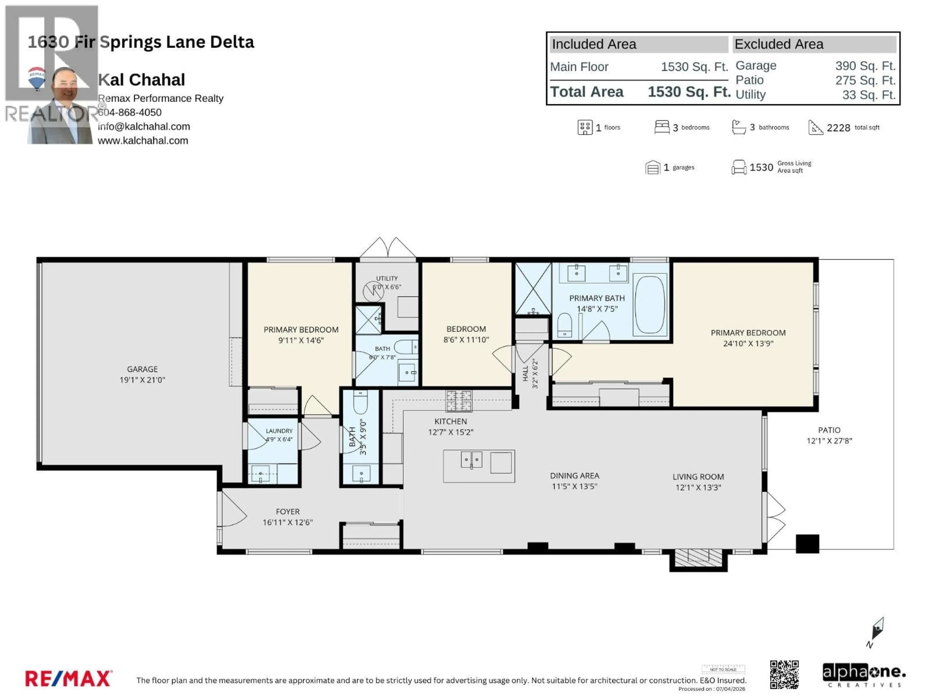 Floor plan for 1630 FIR SPRINGS LANE, Tsawwassen British Columbia V4M0A7