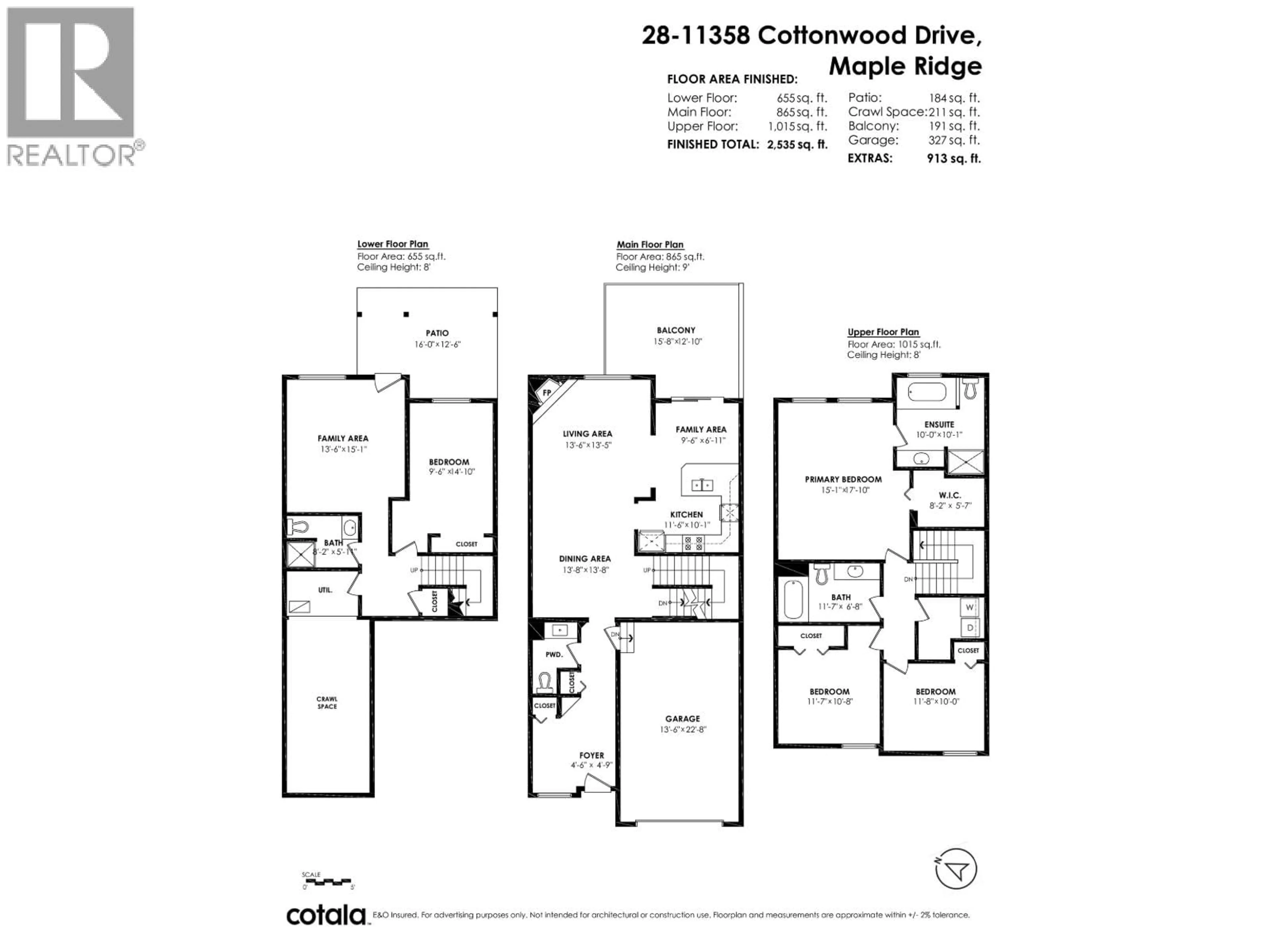 Floor plan for 28 - 11358 COTTONWOOD DRIVE, Maple Ridge British Columbia V2X5V5