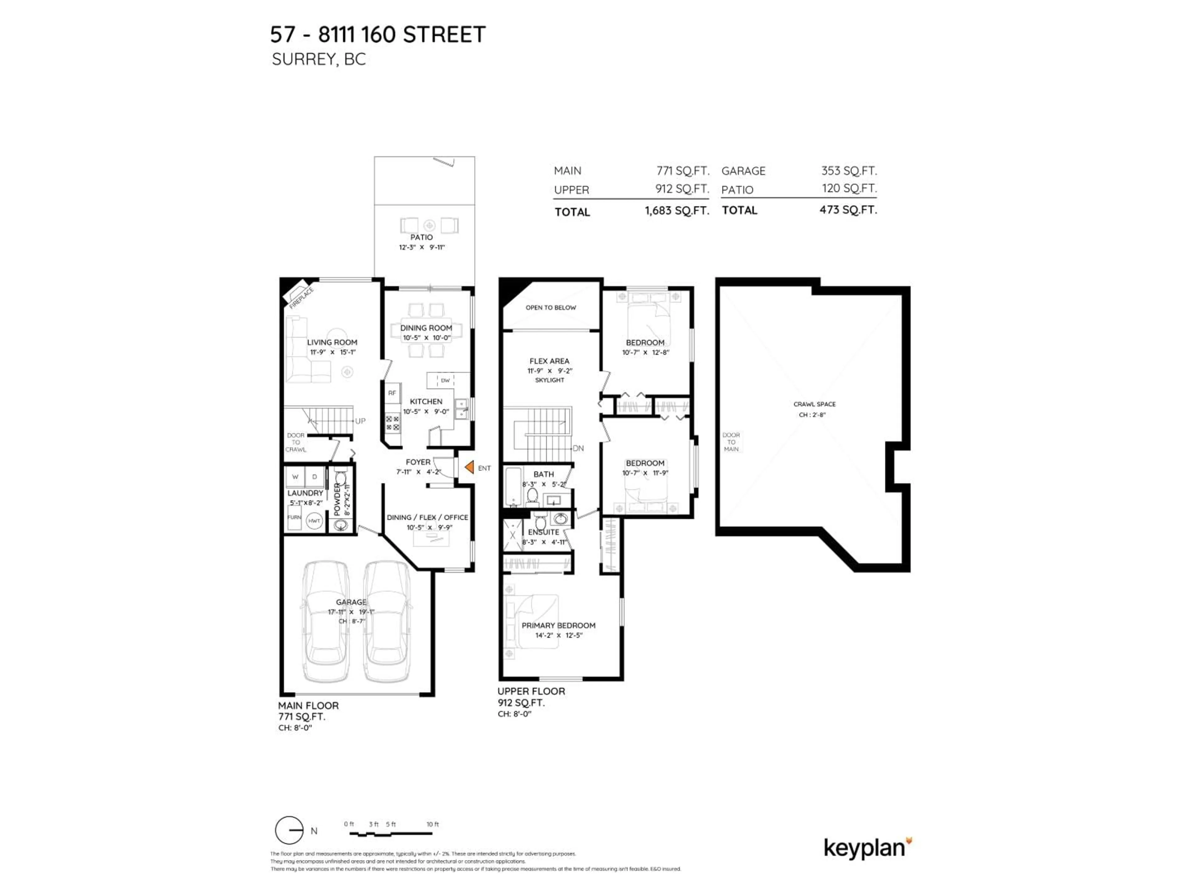 Floor plan for 57 - 8111 160 STREET, Surrey British Columbia V4N0V4
