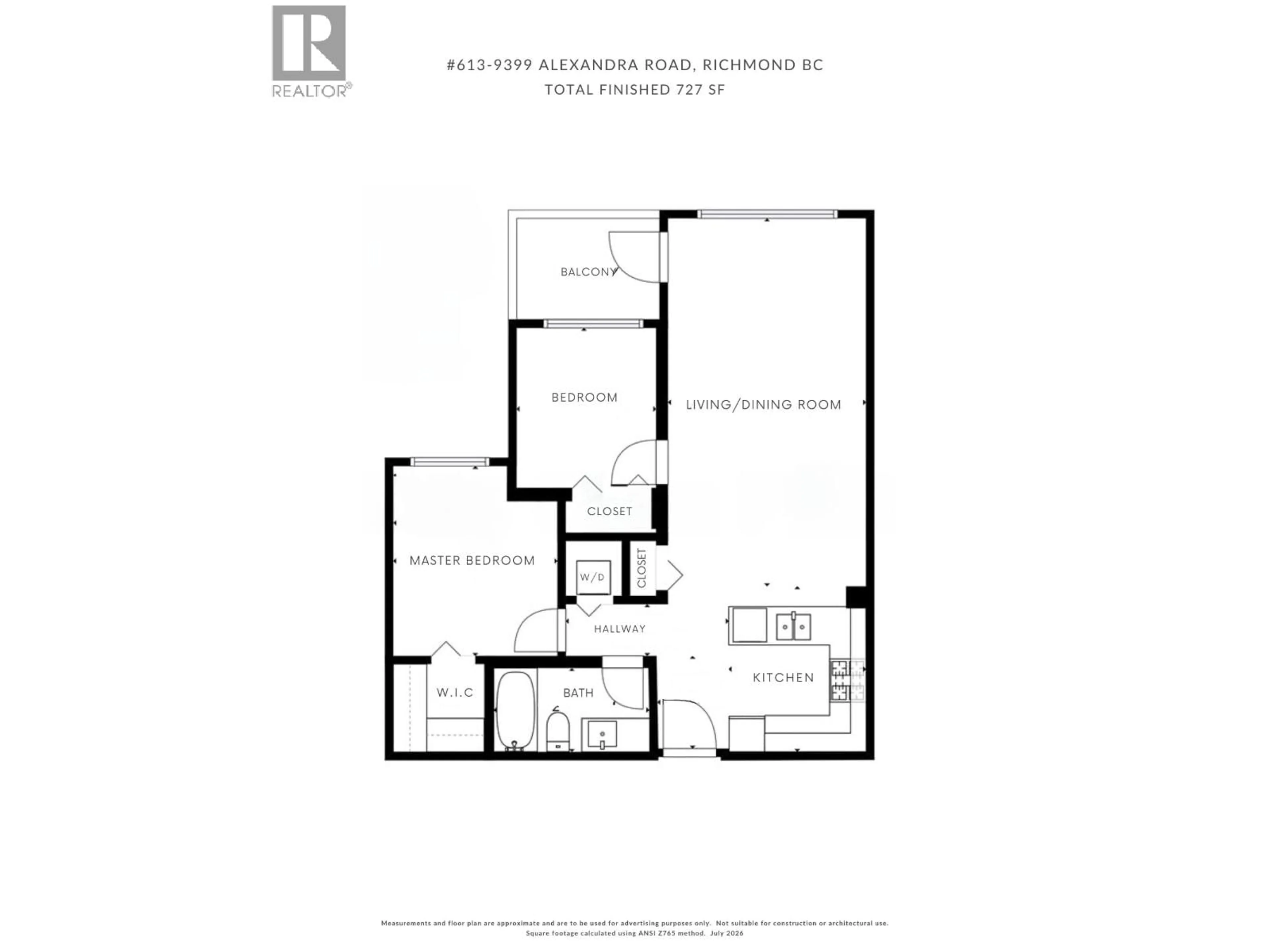 Floor plan for 613 - 9399 ALEXANDRA ROAD, Richmond British Columbia V6X0L7