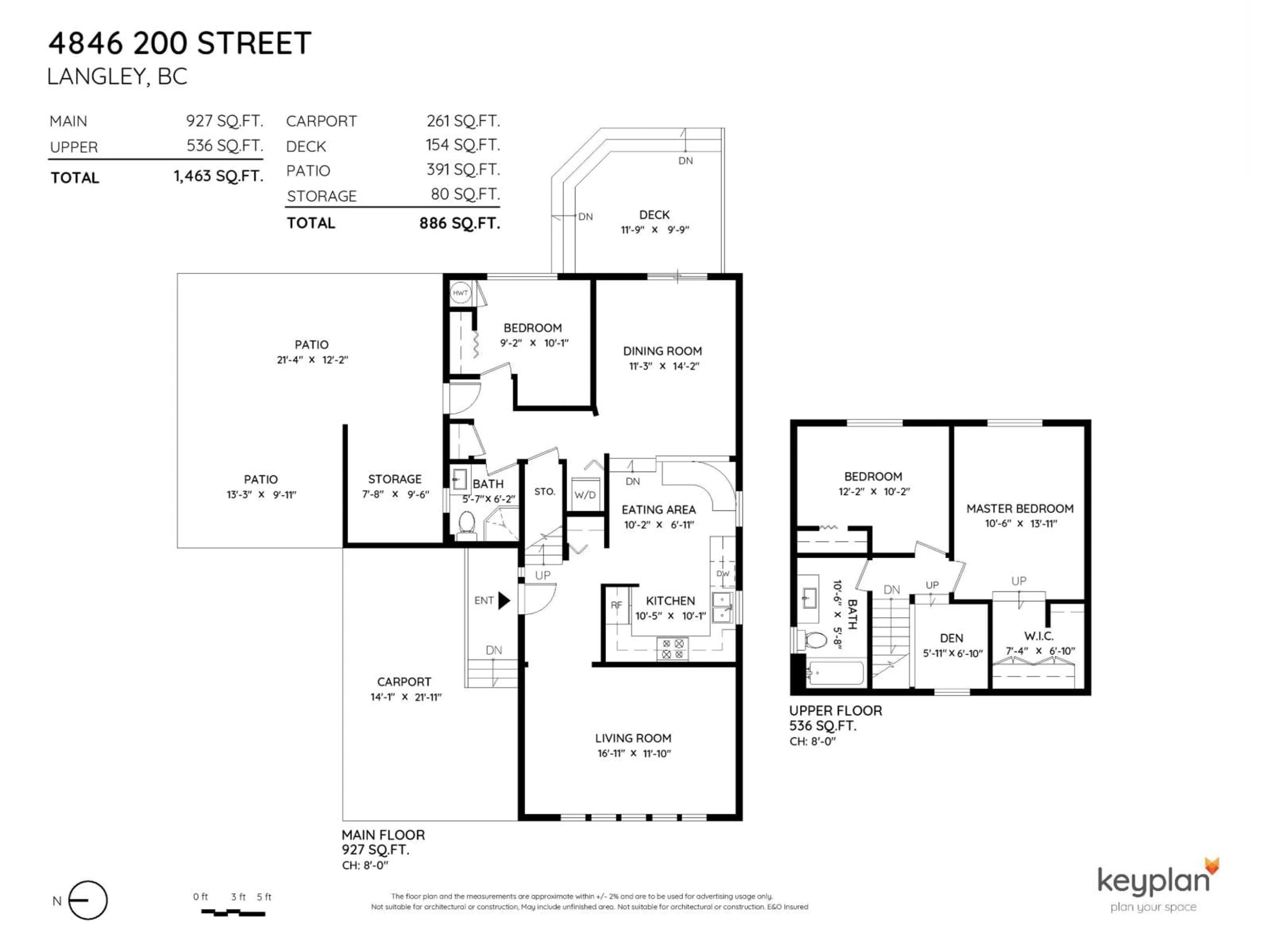 Floor plan for 4846 200 STREET, Langley British Columbia V3A1L5