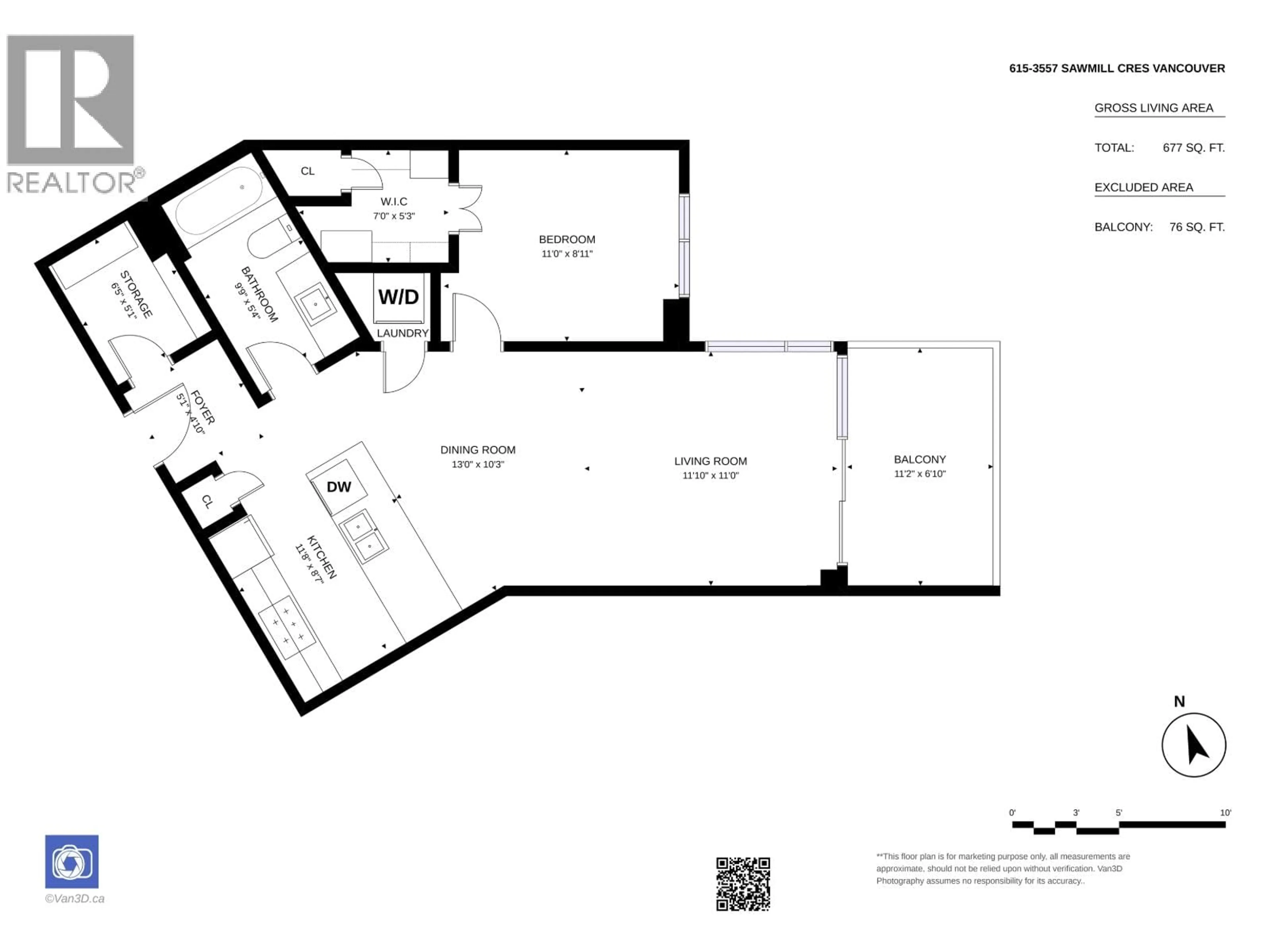 Floor plan for 615 - 3557 SAWMILL CRESCENT, Vancouver British Columbia V5S0E2
